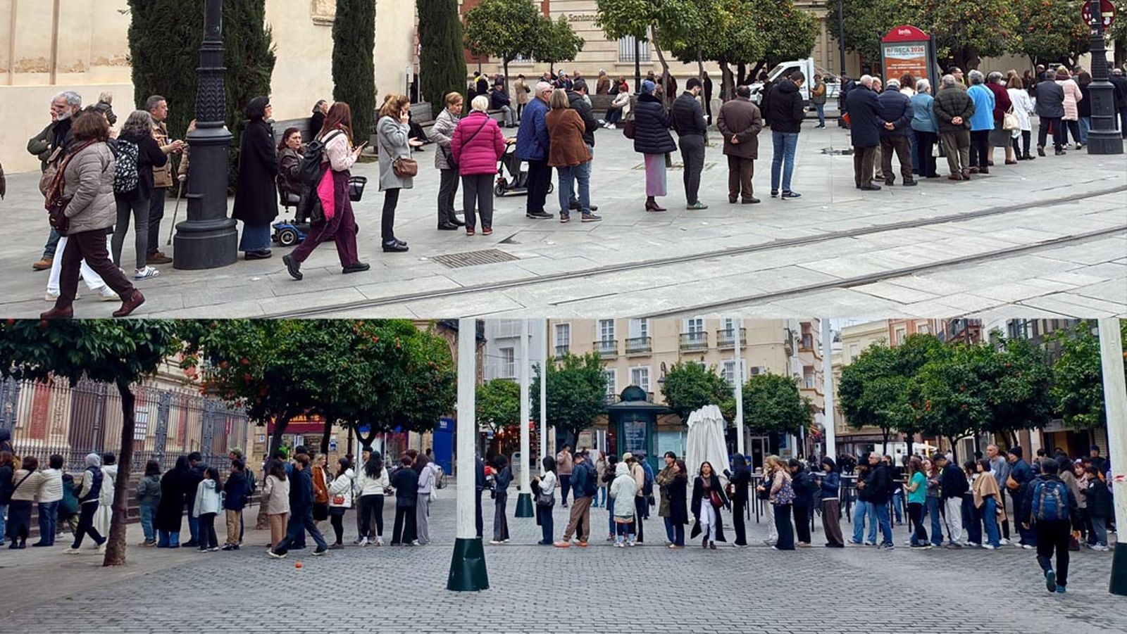 Dos colas diferentes esta semana en el centro de la ciudad.