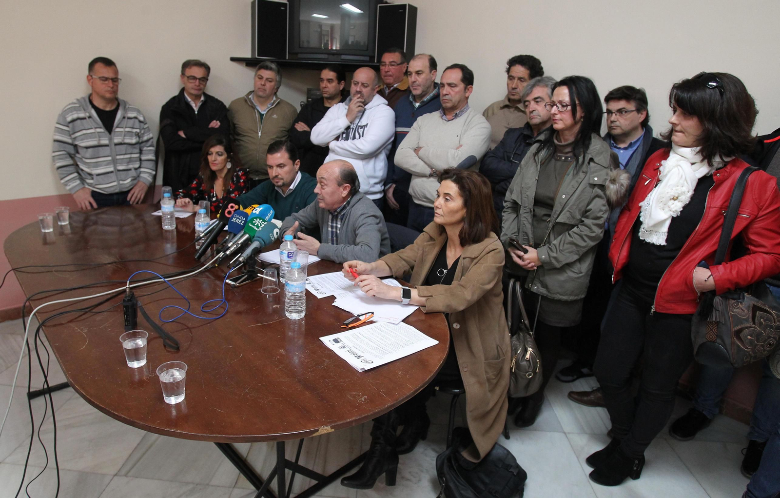 Representantes de CGT, SIP, ATMJ y CSIF durante una comparecencia a principios de año.