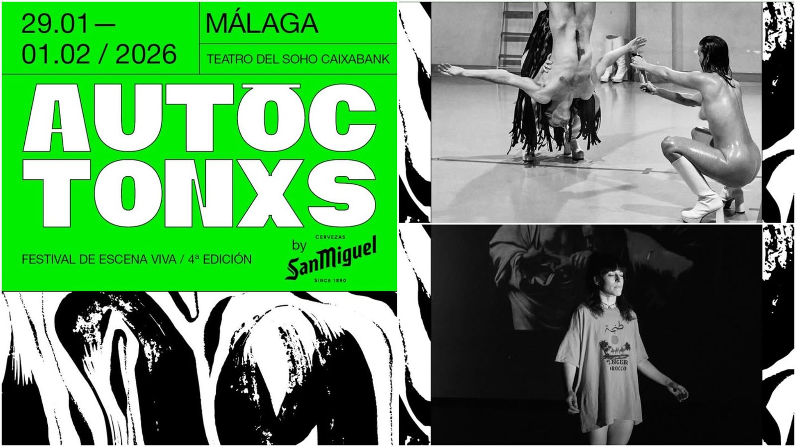 Cartel de Autóctonxs y alguna de sus obras.