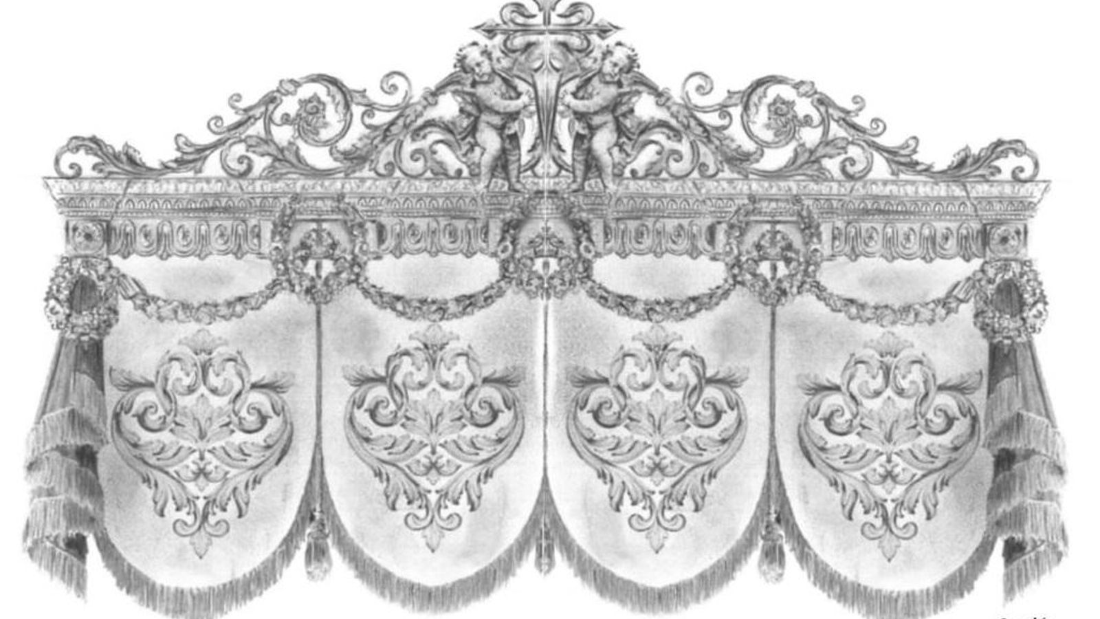 Imagen del diseño de la crestería superior del dosel de cultos.