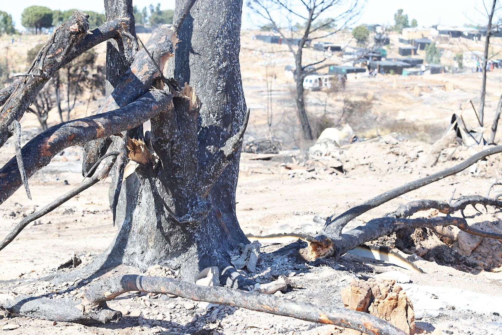 Así quedó el asentamiento de chabolas en Palos de la Frontera tras el incendio
