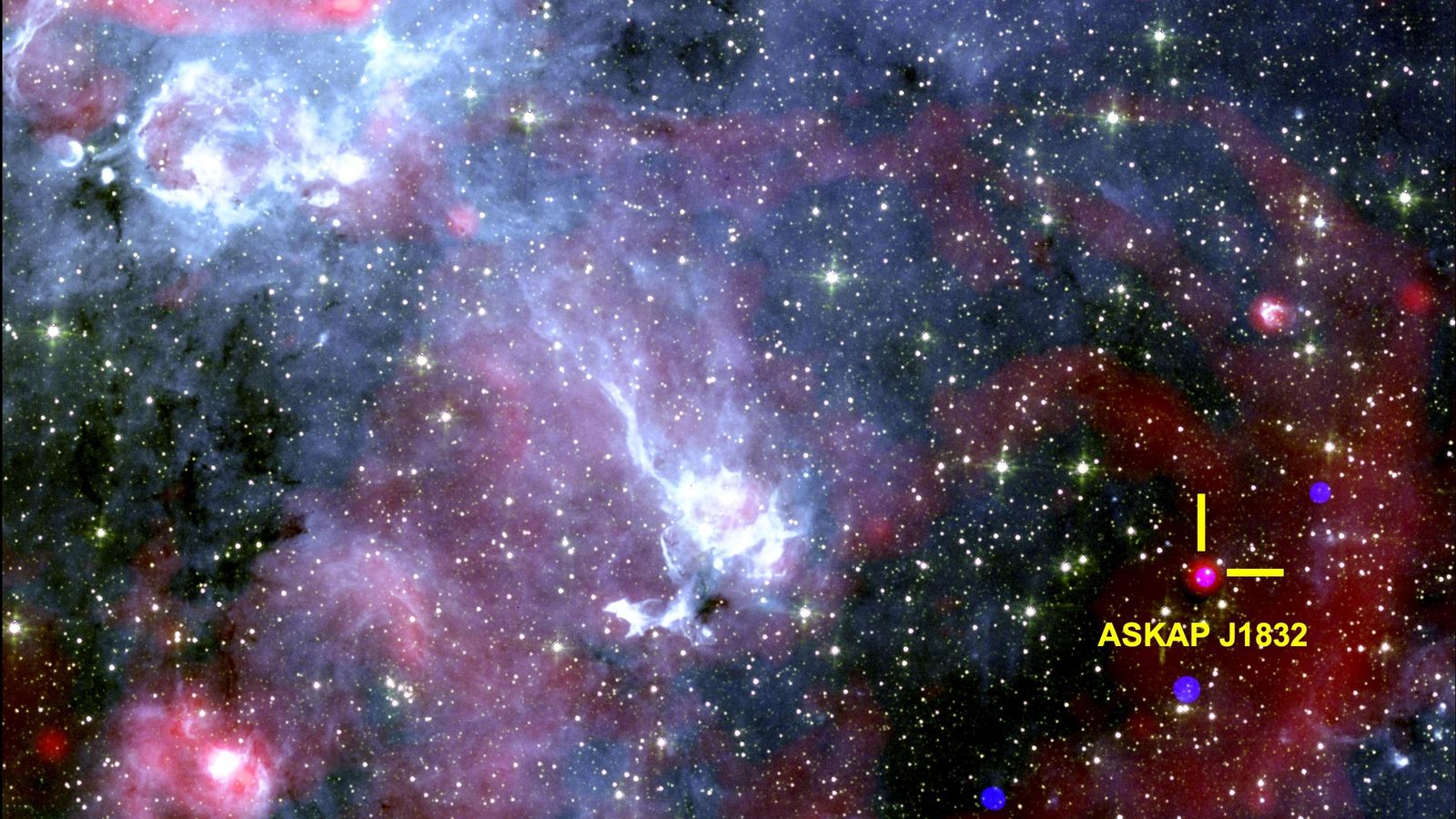 Imagen del cielo que muestra la región alrededor de ASKAP J1832-0911