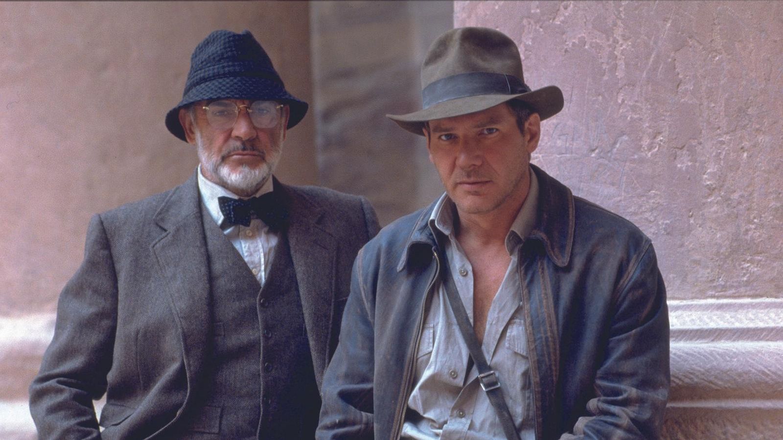 Connery y Harrison Ford durante el rodaje de la tercera parte d ela saga Indiana Jones