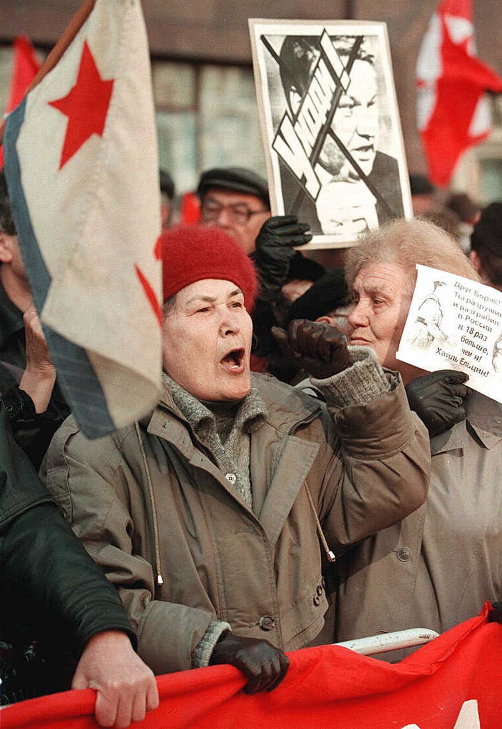 Manifestación contra Yeltsin en 1993.