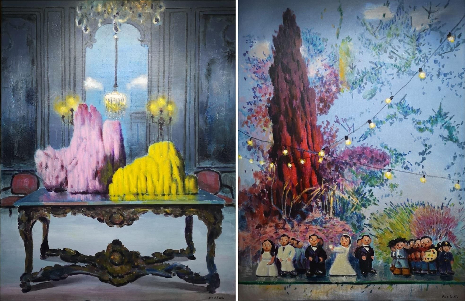 Dos de las obras de la muestra de pintores andaluces expuestas en la Galería Yuste-Giner de Madrid. Dos de las obras de la muestra de pintores andaluces expuestas en la Galería Yuste-Giner de Madrid.