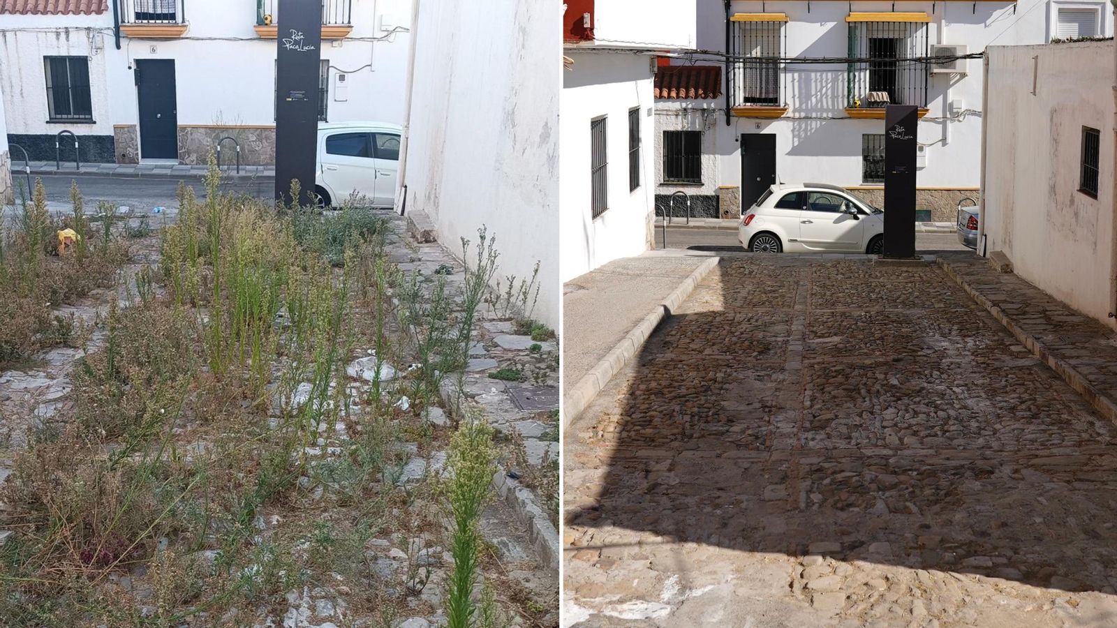 La calle Granada, antes y después de la denuncia de la vecina.