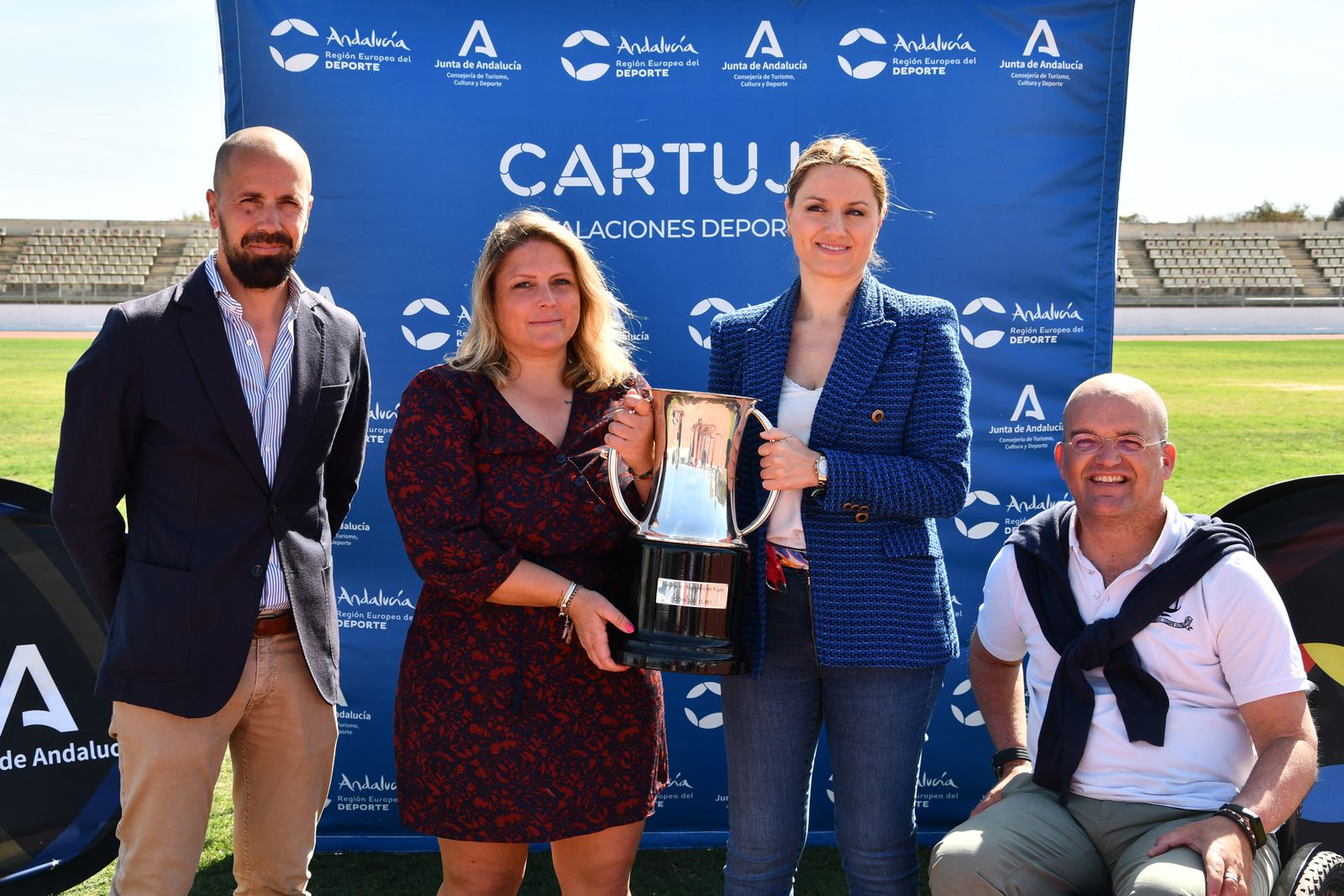 Gorka Lerchundi, Elena Vallejo, Minerva Salas y Alejandro Díaz-Trechuelo, durante el sorteo copero de este martes.