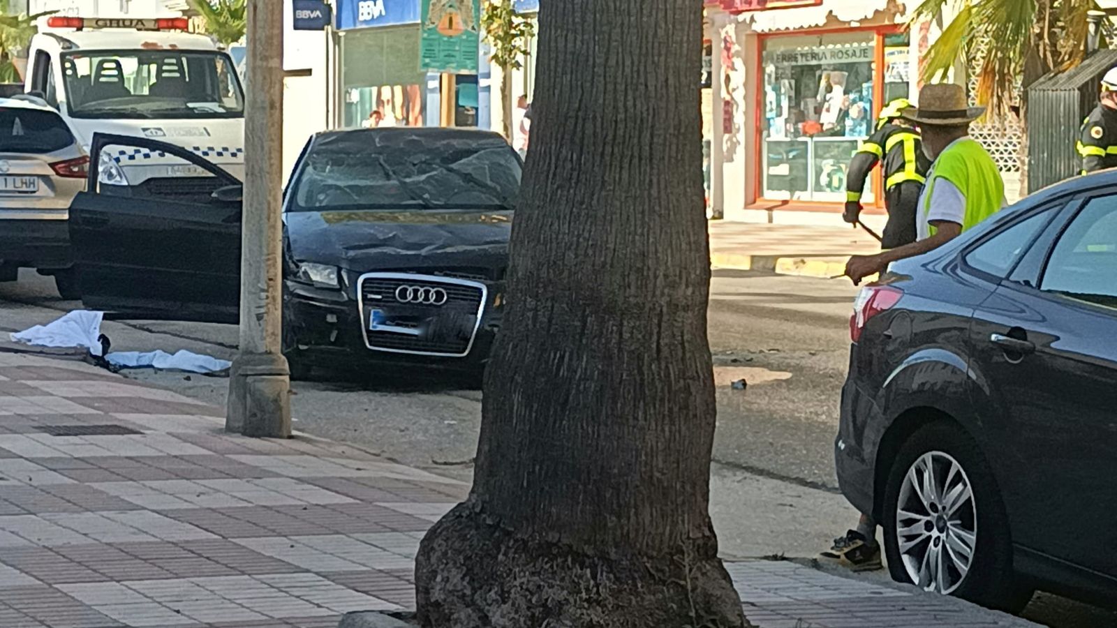 El coche implicado en el accidente.