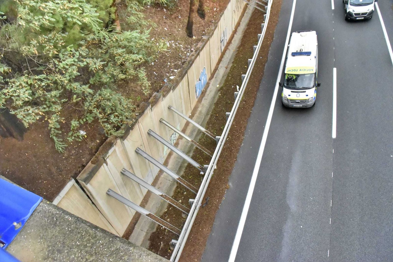 Fotos del muro de contención en la ronda de circunvalación de Algeciras