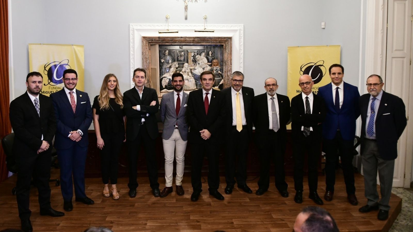 Foto de familia de Francisco Gómez Sanmiguel con los pregoneros, exaltadores y cartelistas de 2019.