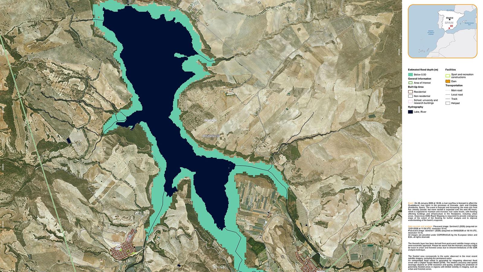 Evolución del embalse de los Bermejales el 9 de febrero