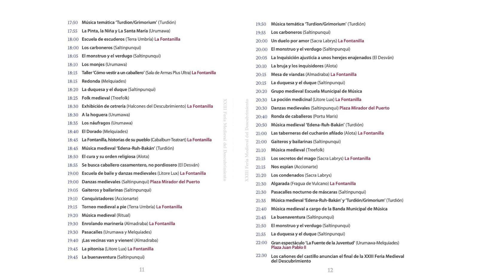 Programación del domingo