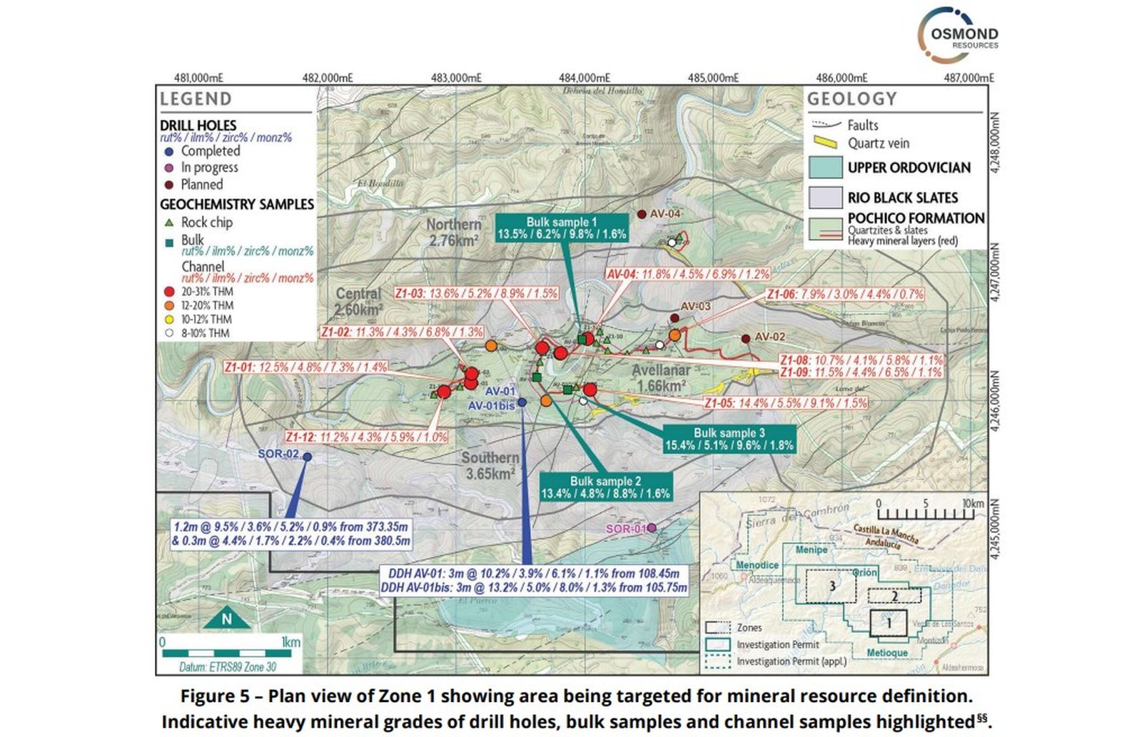 Mapa de las exploraciones mineras que se están llevando a cabo en la provincia de Jaén.