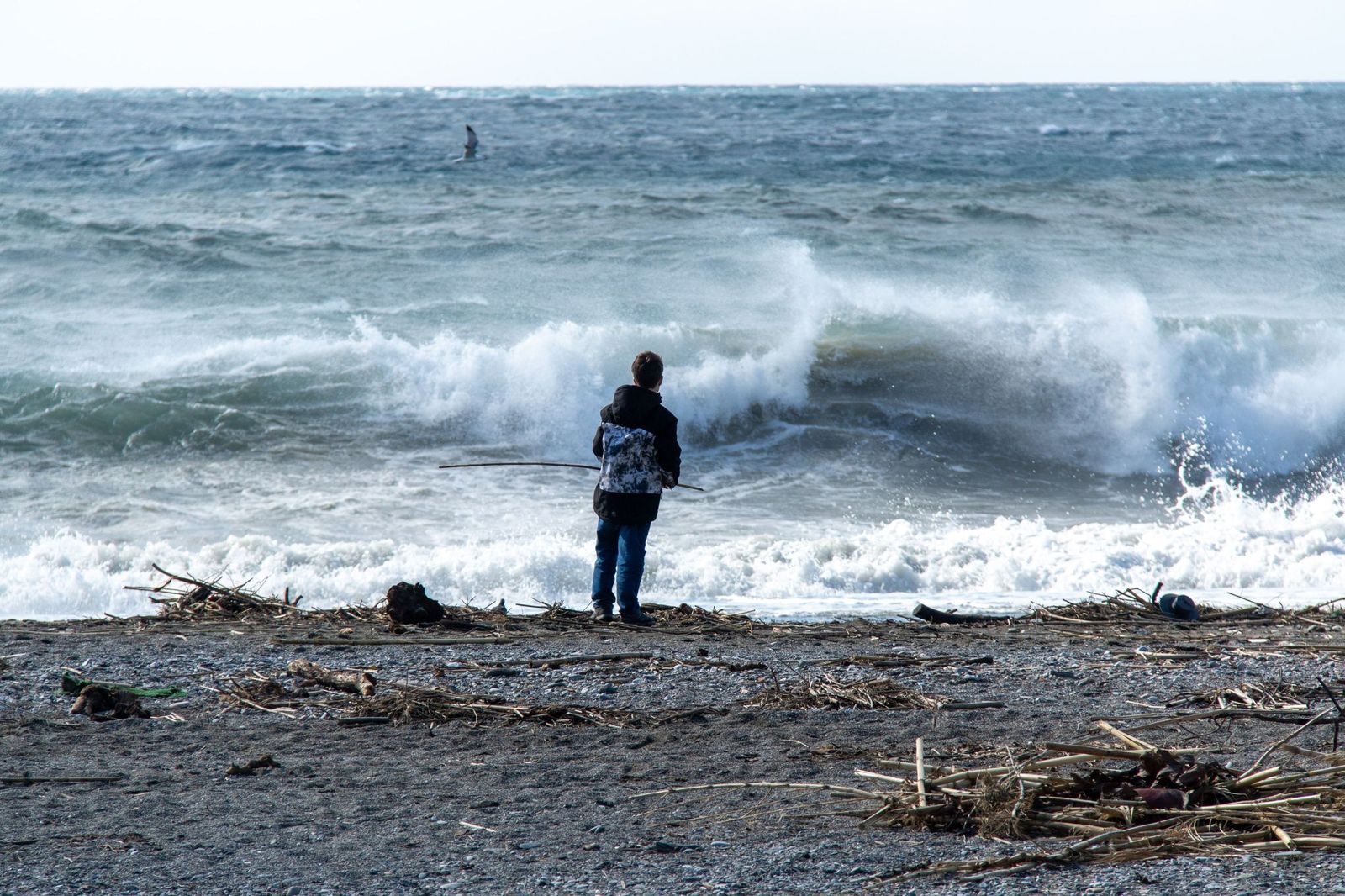 La playa de Almuñecar en el último aviso por viento activado en la provincia de Granada.