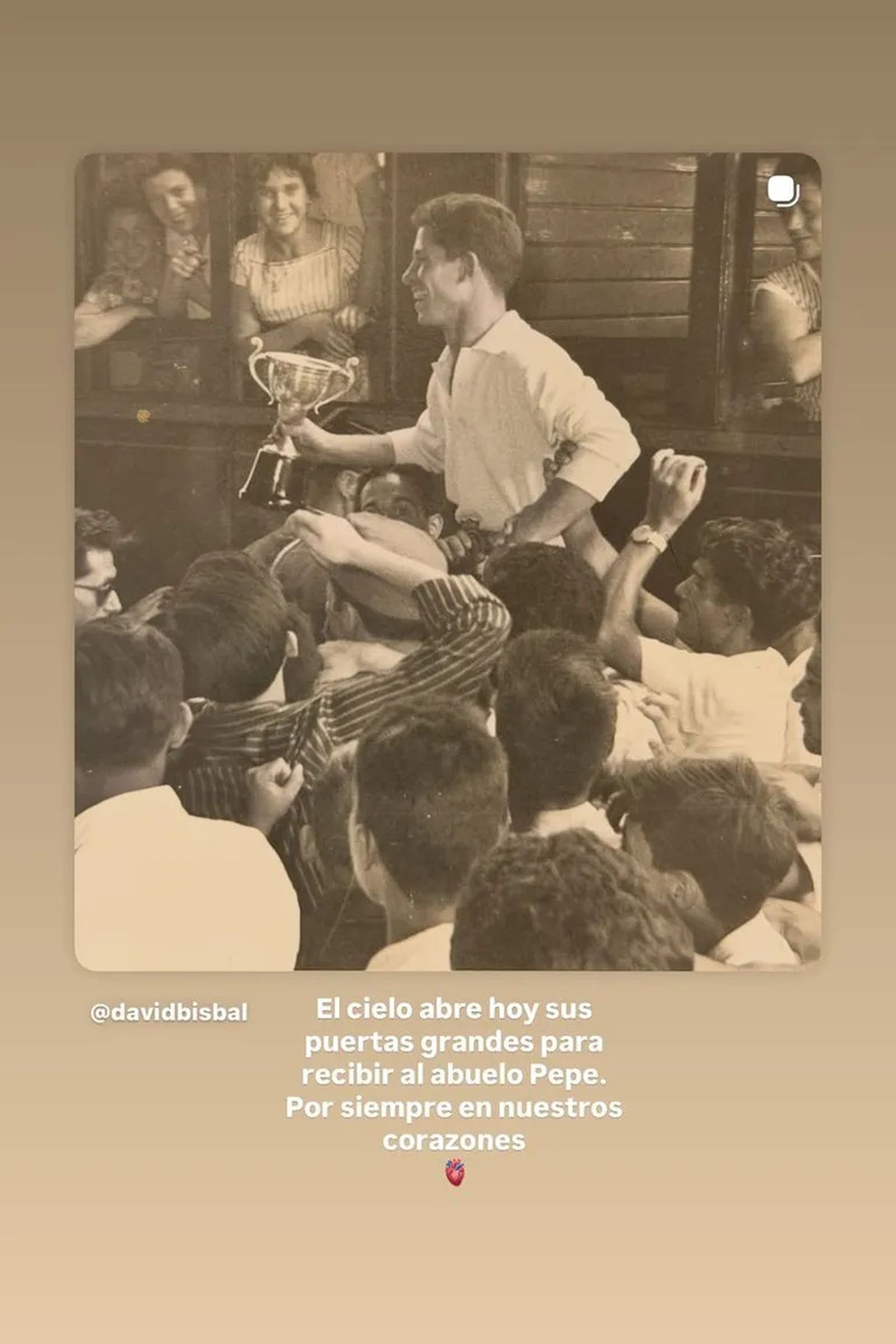 La 'story' que ha compartido Elena Tablada junto a un emotivo mensaje por la muerte de José Bisbal.