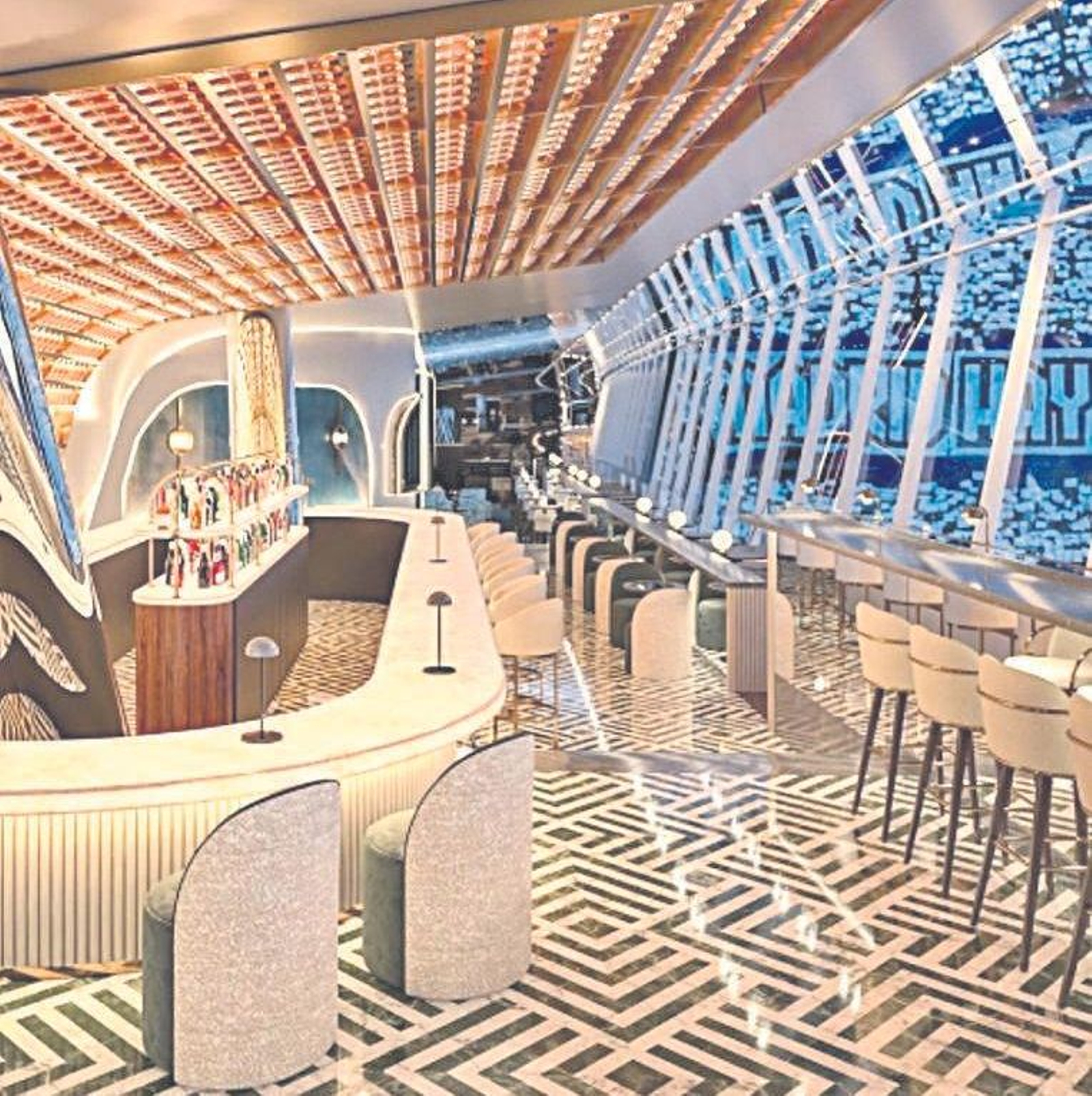 Interior del SkyBar Bernabéu.