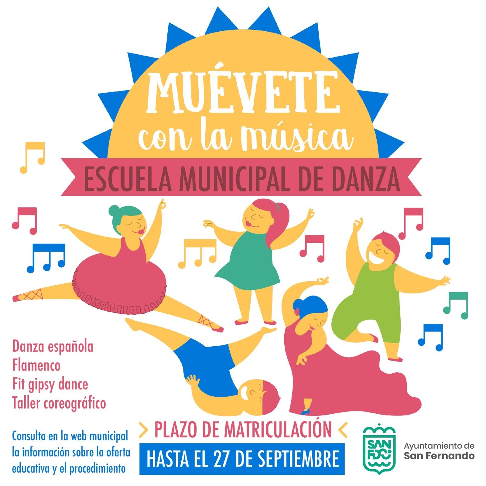 Cartel de la Escuela Municipal de Danza de San Fernando.