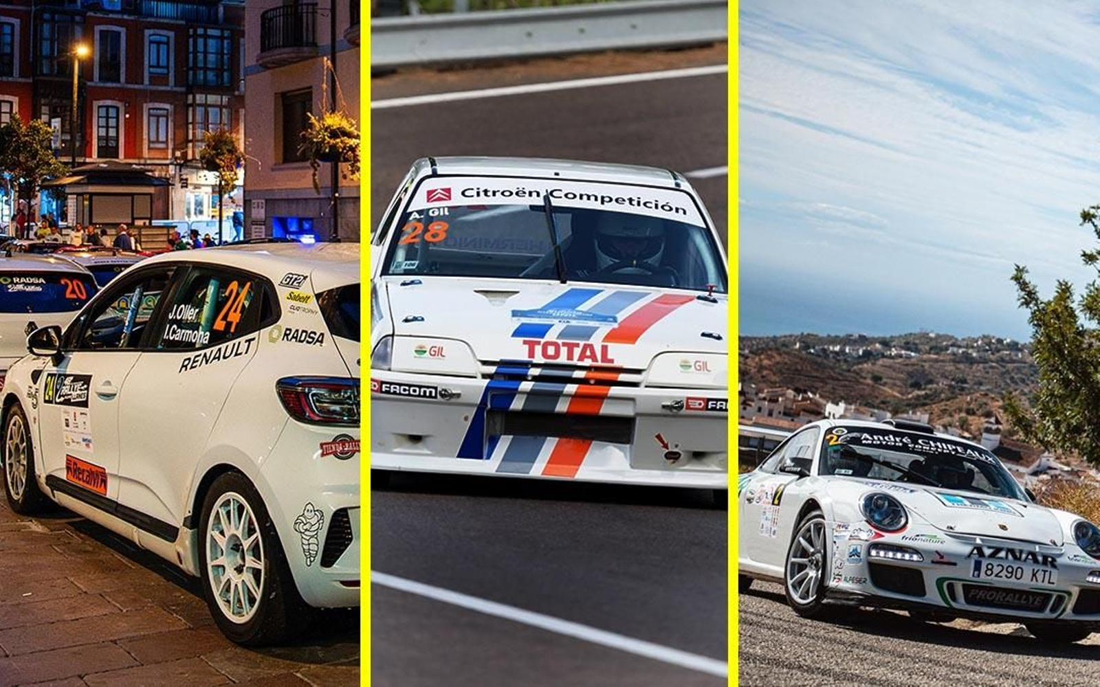 Montaje con los vehículos de los integrantes del Automóvil Club de Almería que afrontaron sus respectivas pruebas el pasado fin de semana.