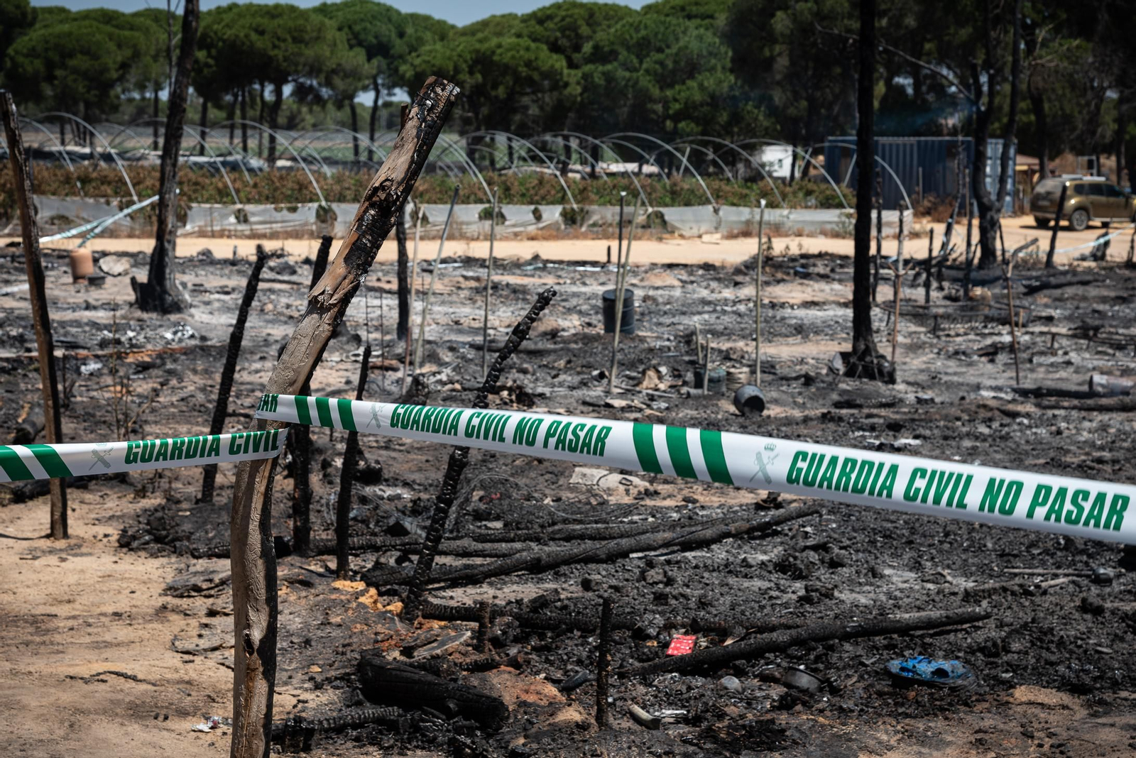 Imágenes del incendio del poblado chabolista de Lucena del Puerto