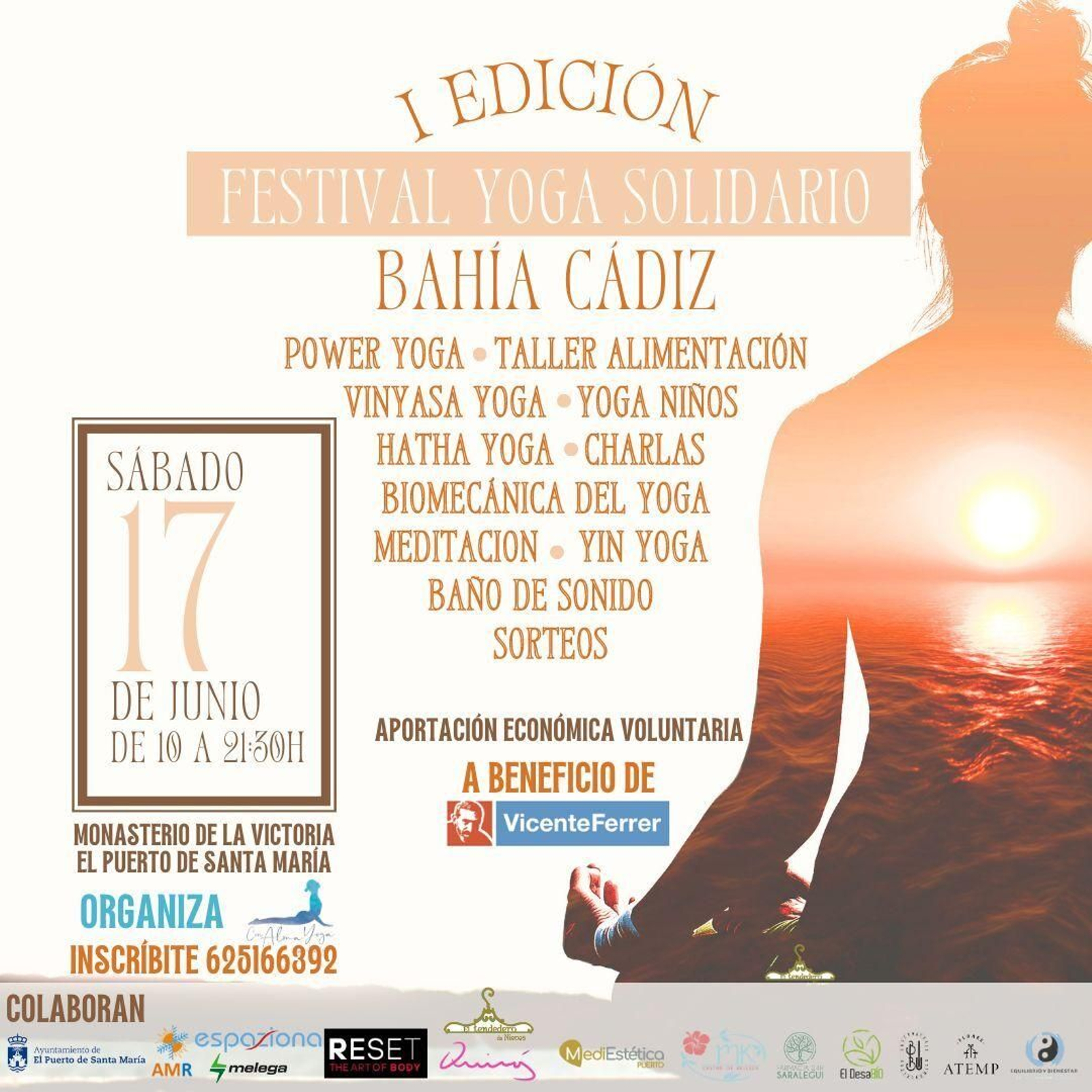 El cartel anunciador de la I edición del festival solidario de yoga.
