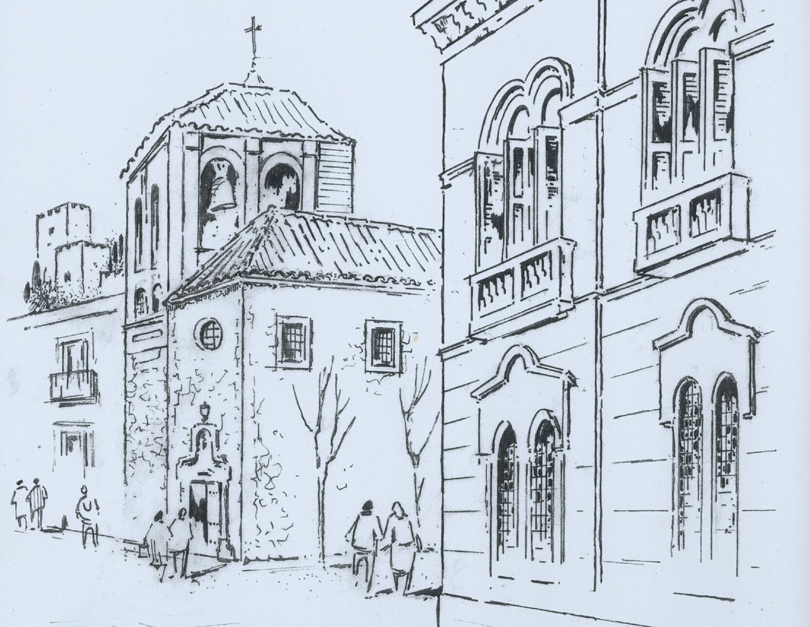 Plaza de la Catedral, acuarela de Dionisio Godoy.