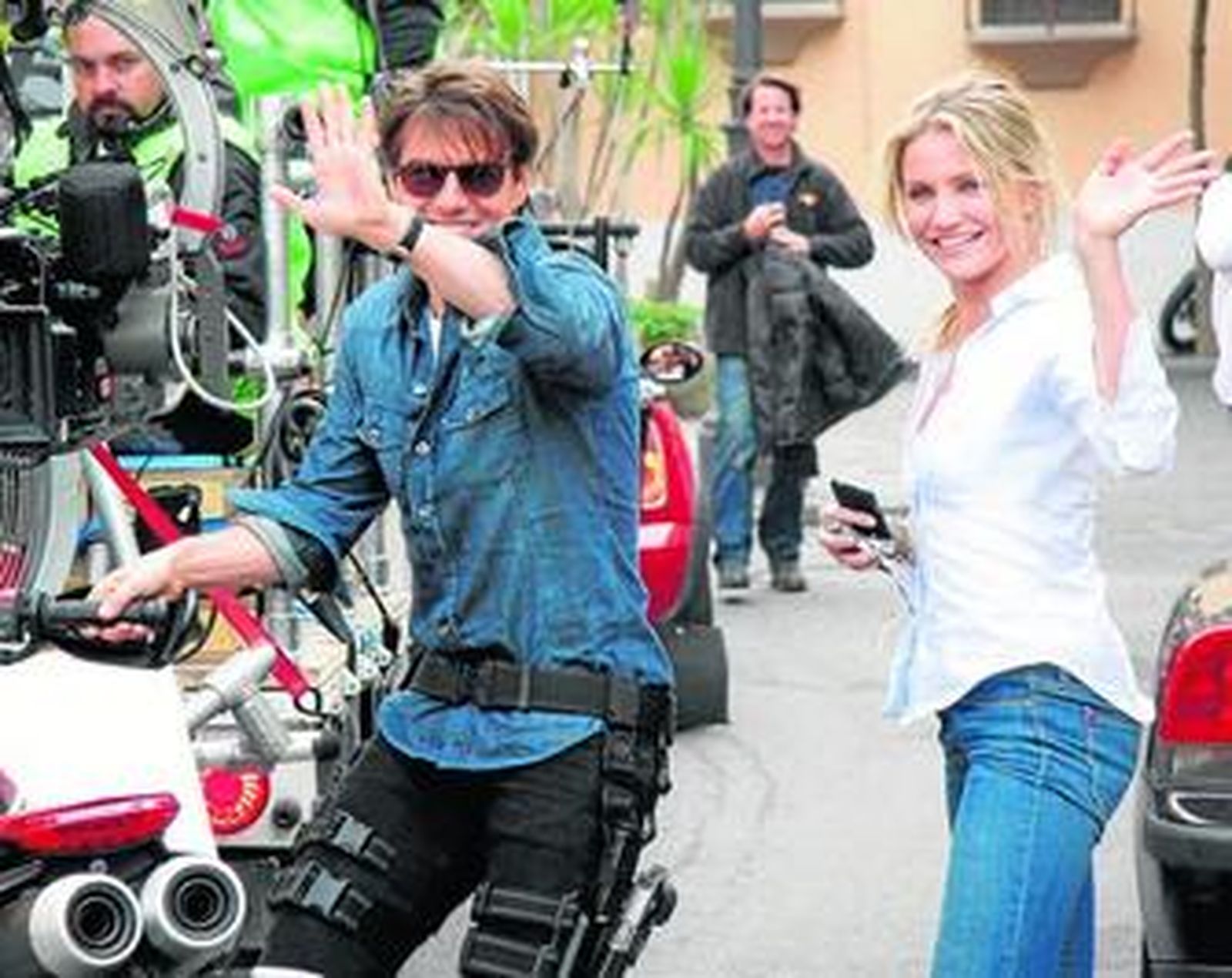 Tom Cruise y Cameron Diaz durante la grabación de las escenas de la película en Sevilla.