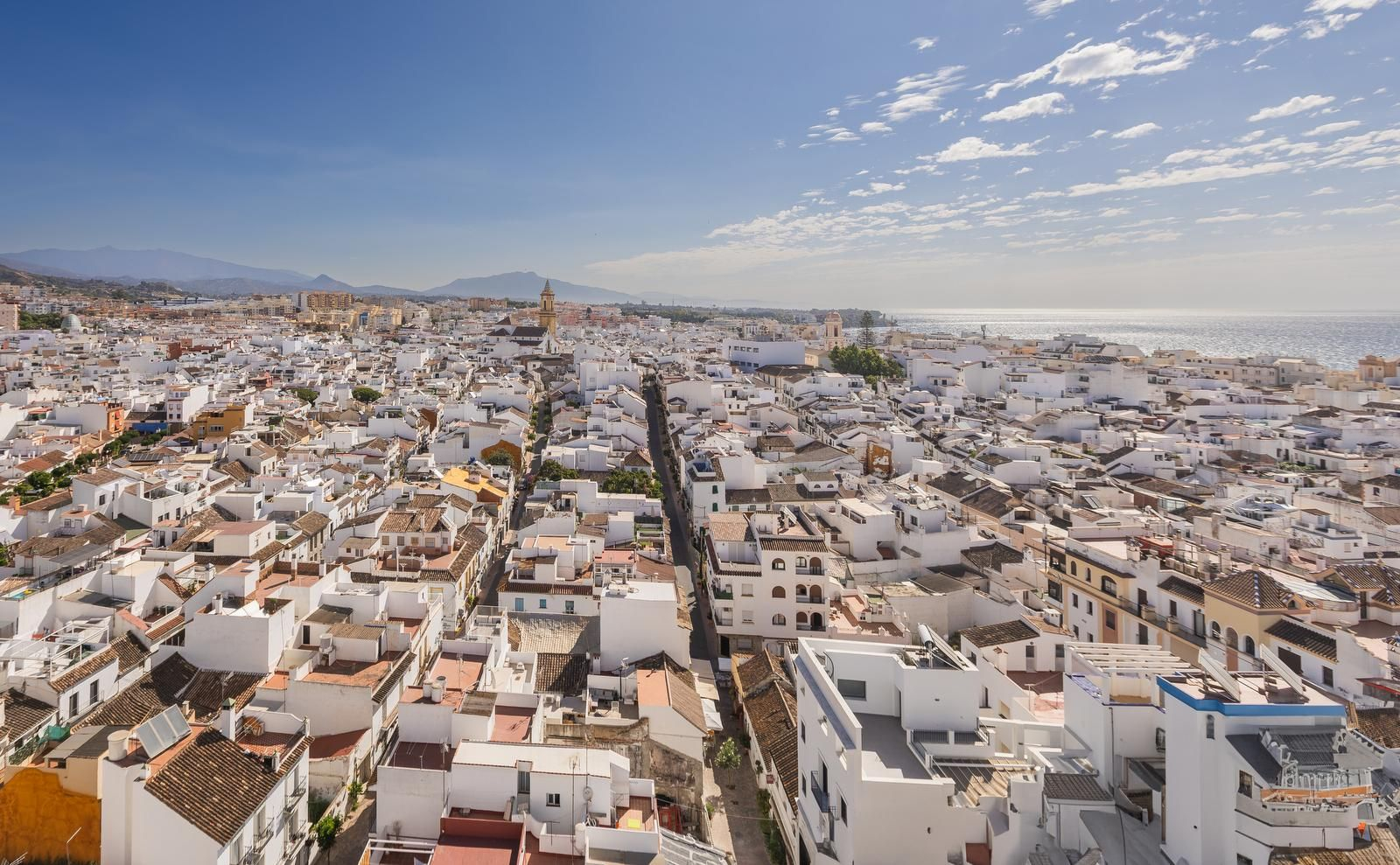 Vista aérea del casco antiguo de Estepona. Vista aérea del casco antiguo de Estepona.