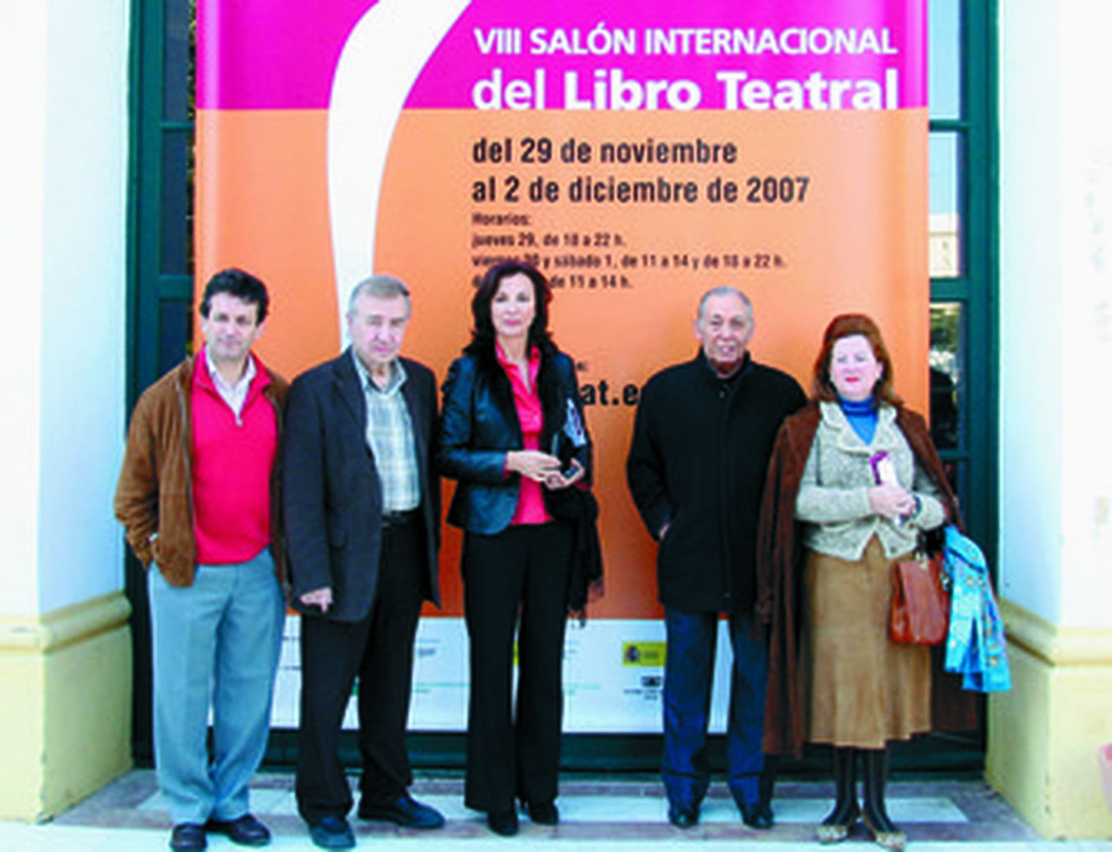 De izquierda a derecha, Alfonso Zurro, Jesús Campos, Paz Sánchez, Salvador Távora y Manuela Ochoa, directora de la Escuela Superior de Arte Dramático, presente en el evento.