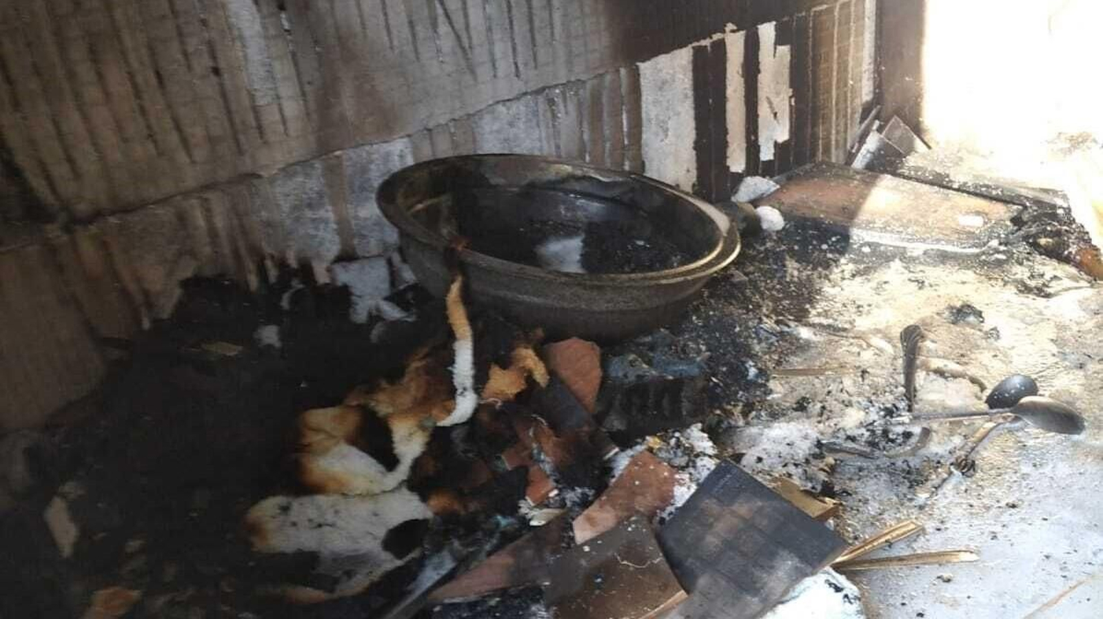 Estado en el que quedó el bar del parque del Oeste tras el incendio.