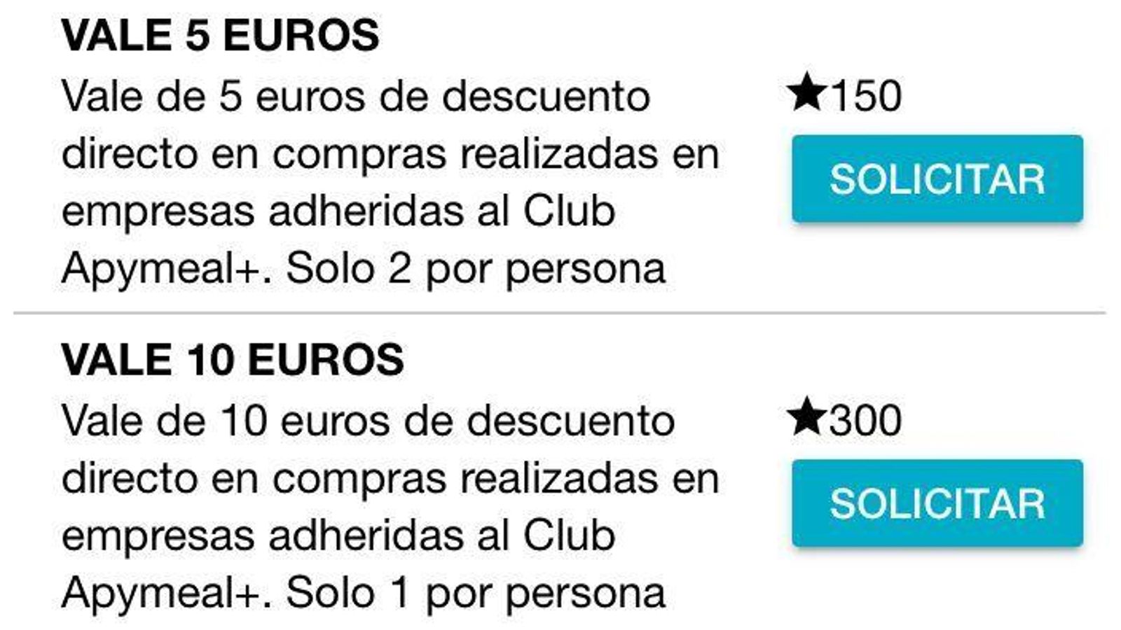 Regalos de 150 y 300 puntos.