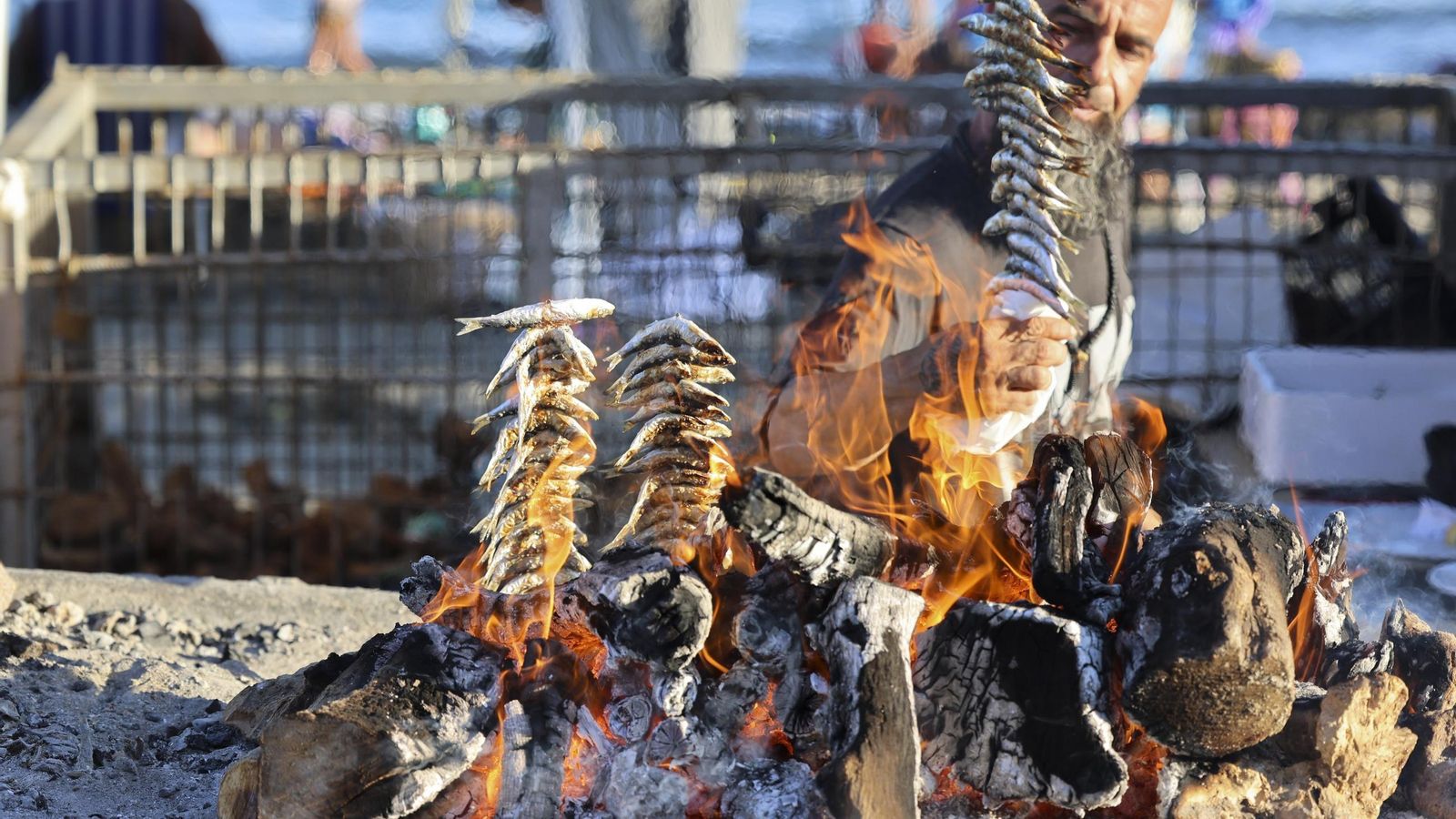 Espetero de un chiringuito de Pedregalejo
