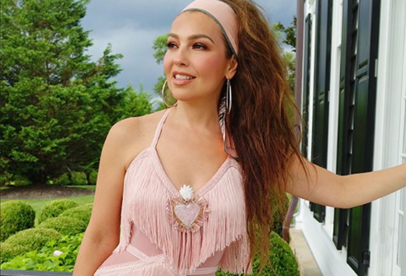 Thalía con el vestido que llevaba en el vídeo viral