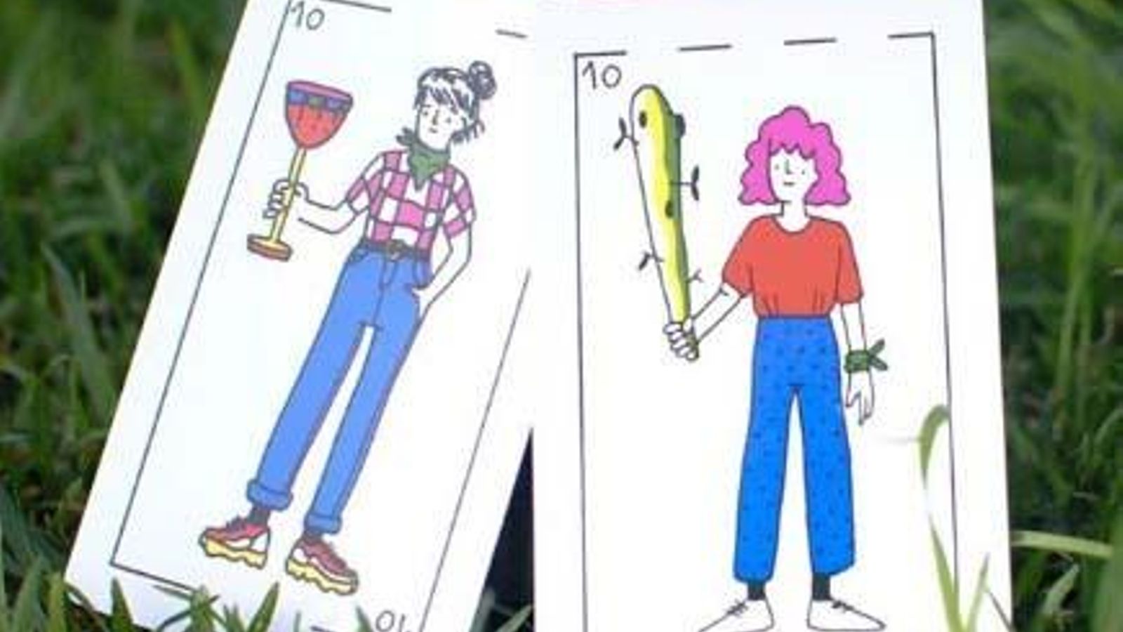 Algunas de las cartas de la baraja de Feminaipes