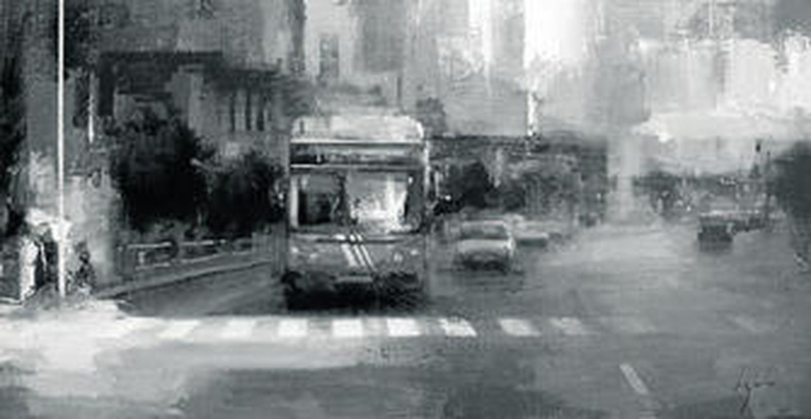 Los autobuses urbanos son un referente en los paisajes solitarios de Galán Urréjola.