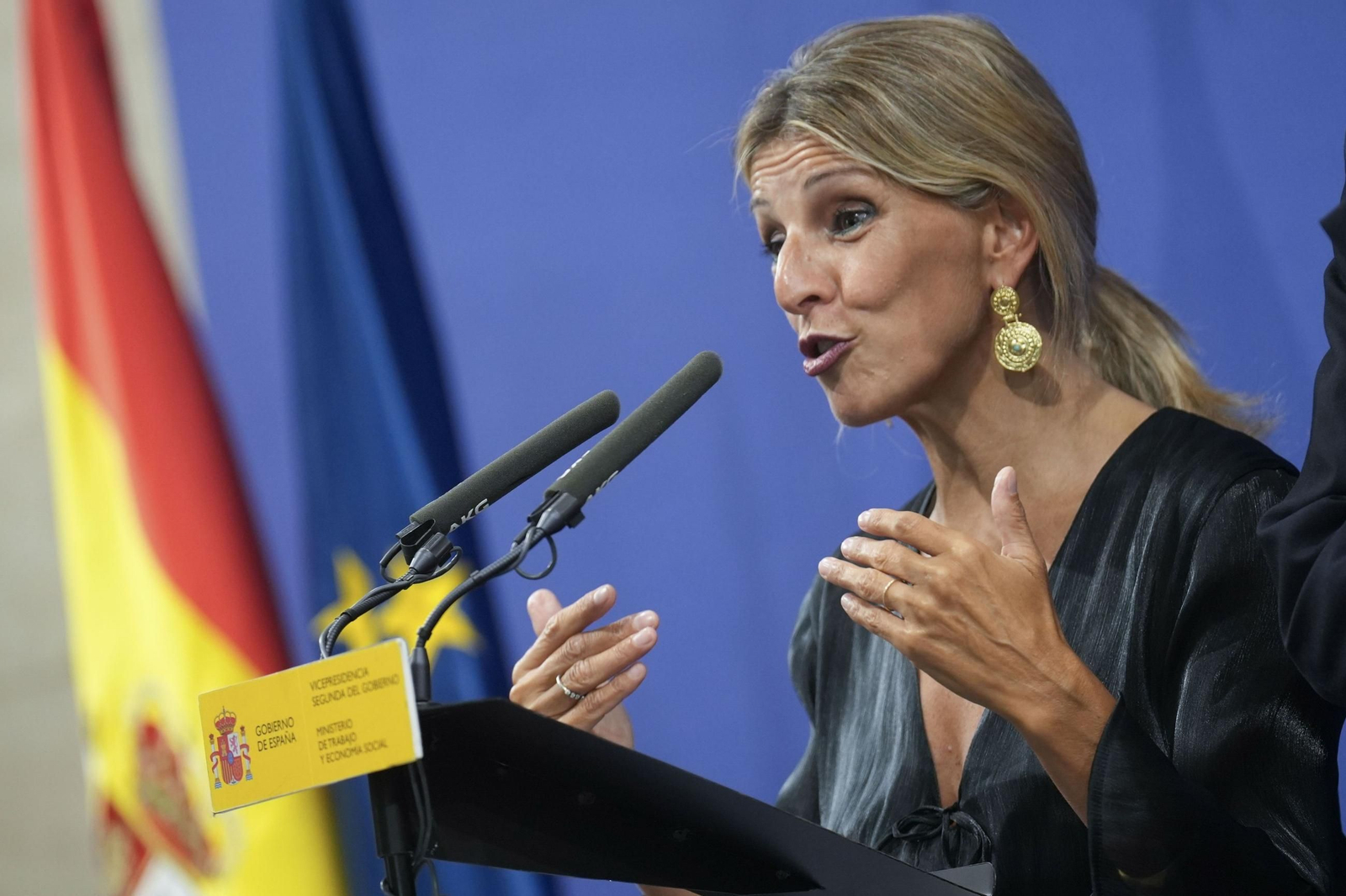 La vicepresidenta Yolanda Díaz, en una comparecencia el miércoles.