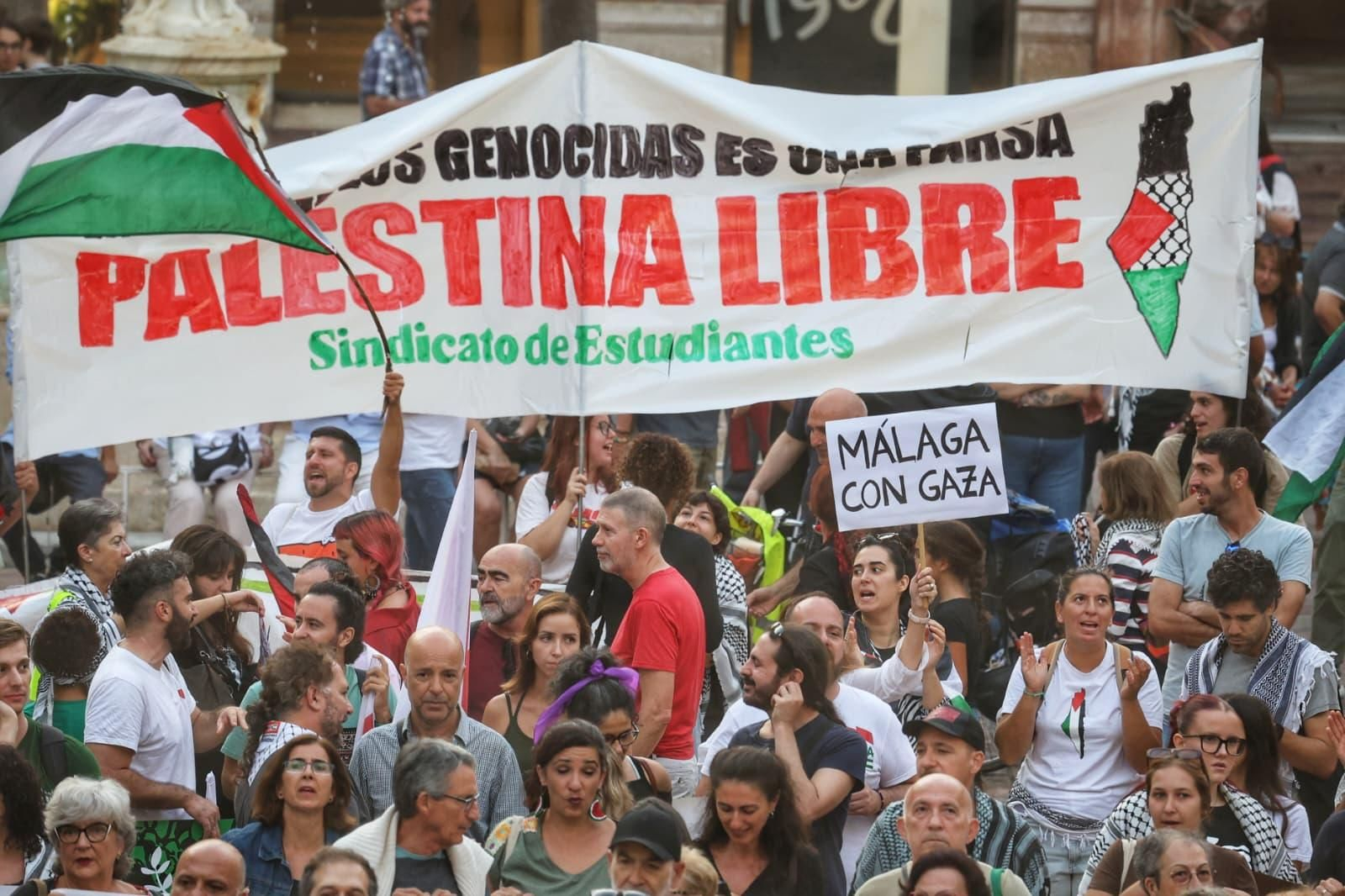 La manifestación por Palestina en Málaga, en imágenes