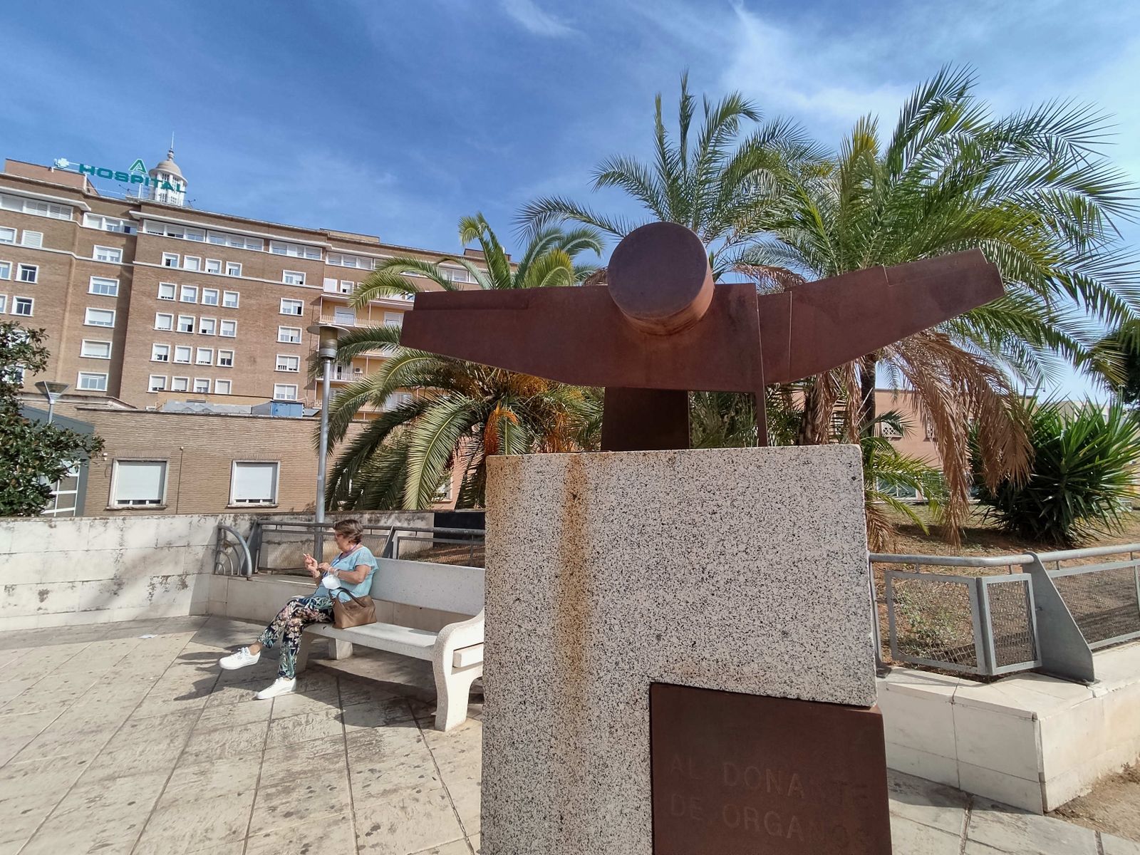 Monumento dedicado en homenaje a los donantes de órganos a pocos pasos del Hospital General.