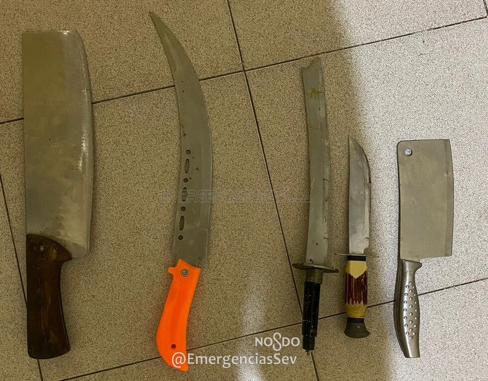 Las armas empleadas en la reyerta.