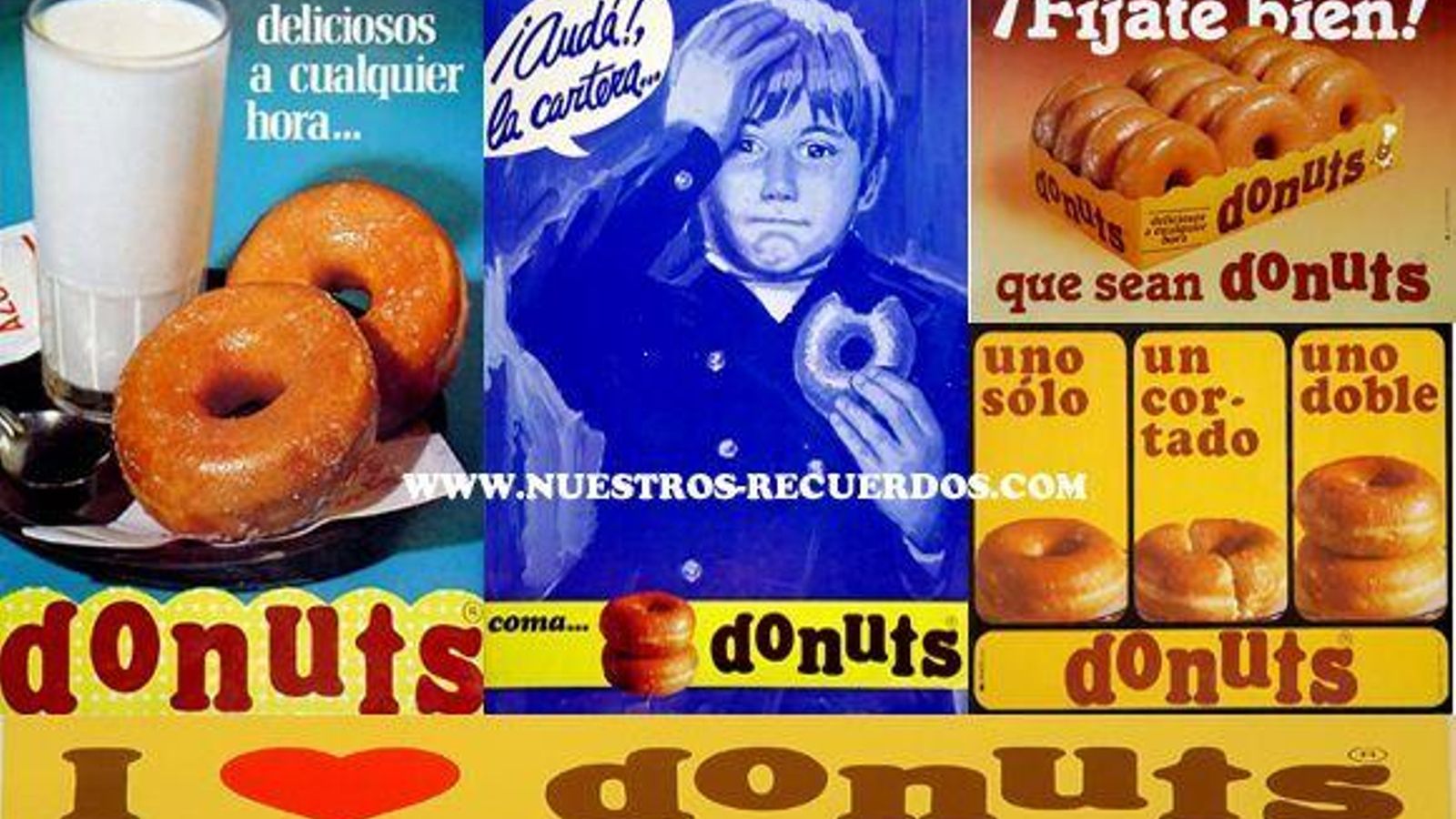 Varios anuncios de donuts, en distintas épocas.
