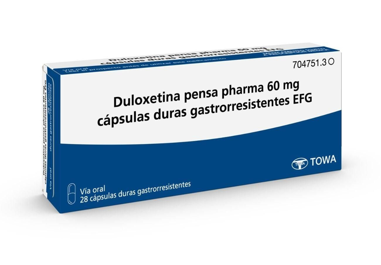 Una caja de Duloxetina Pensa Pharma 60 mg cápsulas duras gastrorresistentes. Una caja de Duloxetina Pensa Pharma 60 mg cápsulas duras gastrorresistentes.