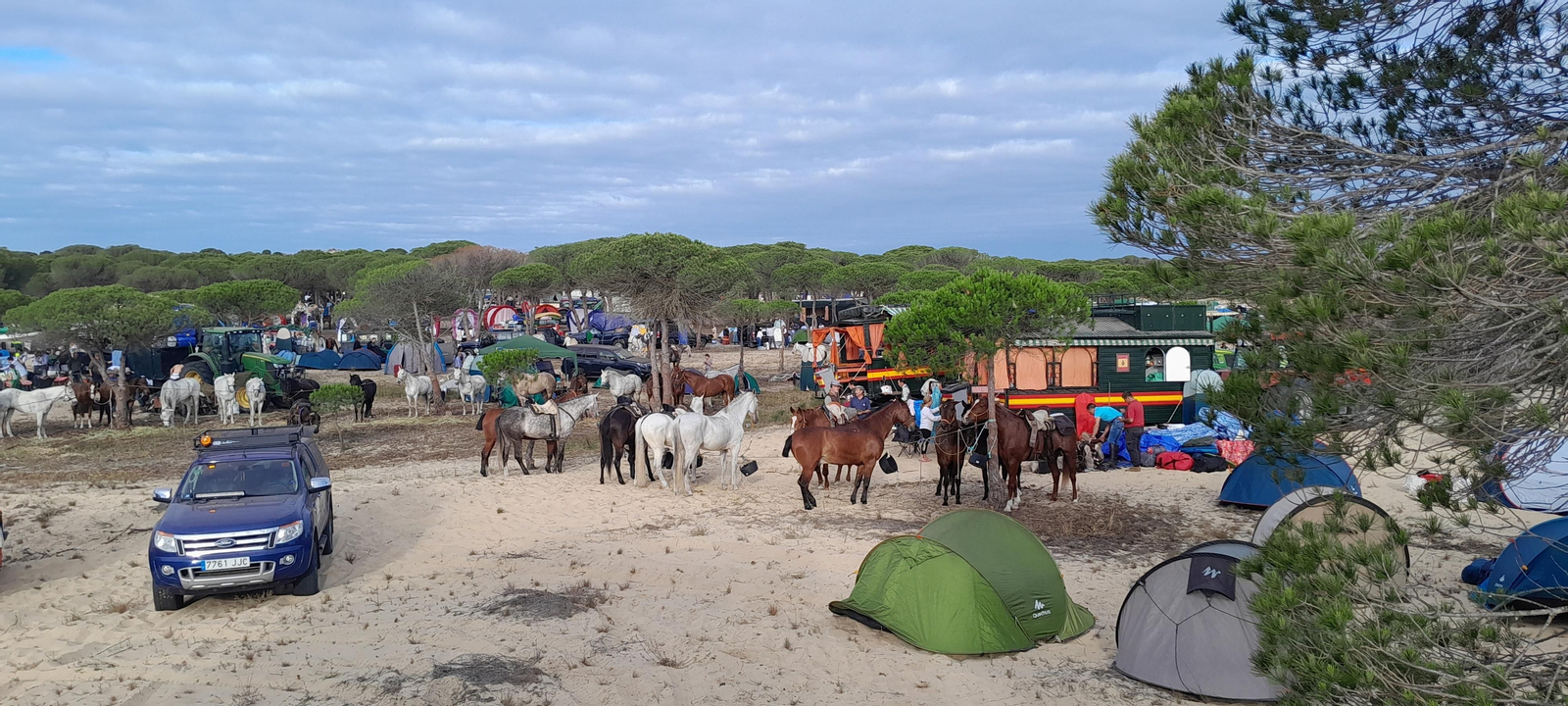 Imágenes de la Hermandad del Rocío de Jerez el viernes camino de la Aldea