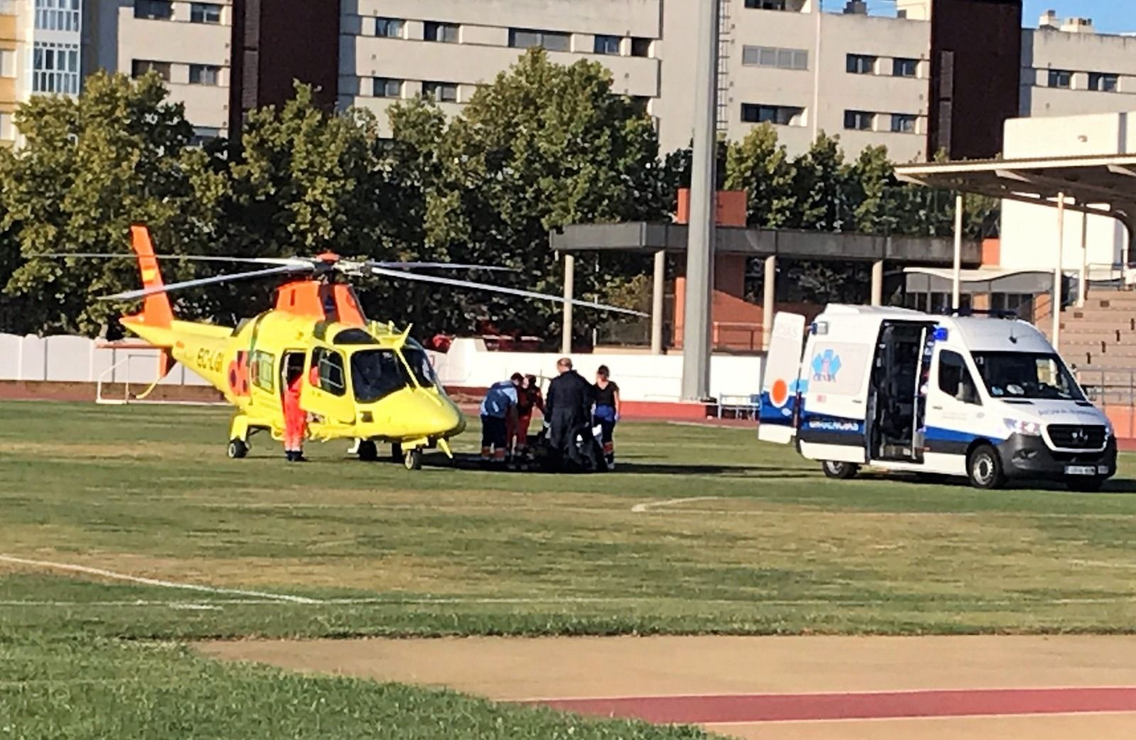 Momento en el que Fernando Redondo es evacuado en helicóptero.