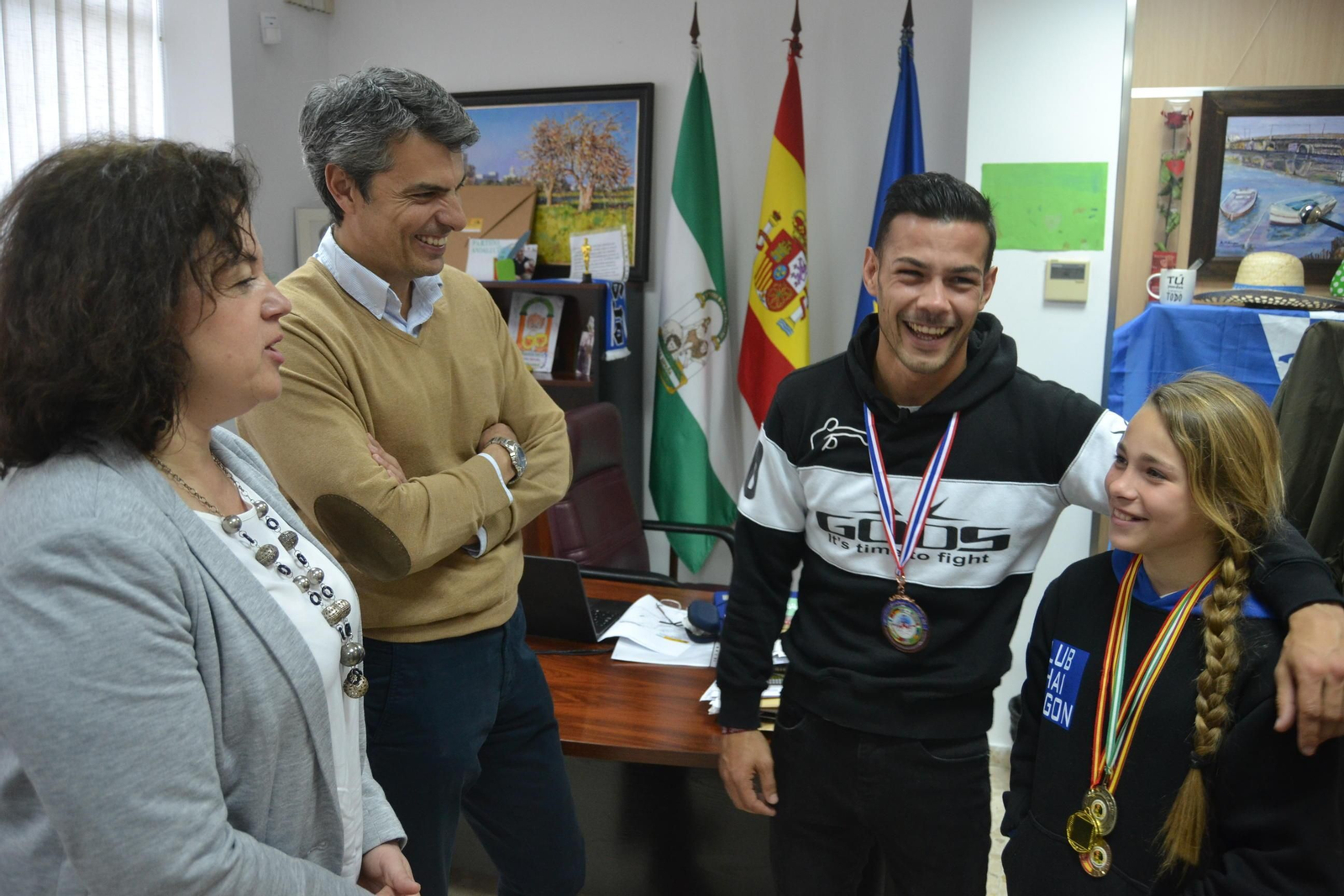 Lebrero y Romero (a la izquierda), junto a Joaquín Romero y Nazaret Rodríguez.