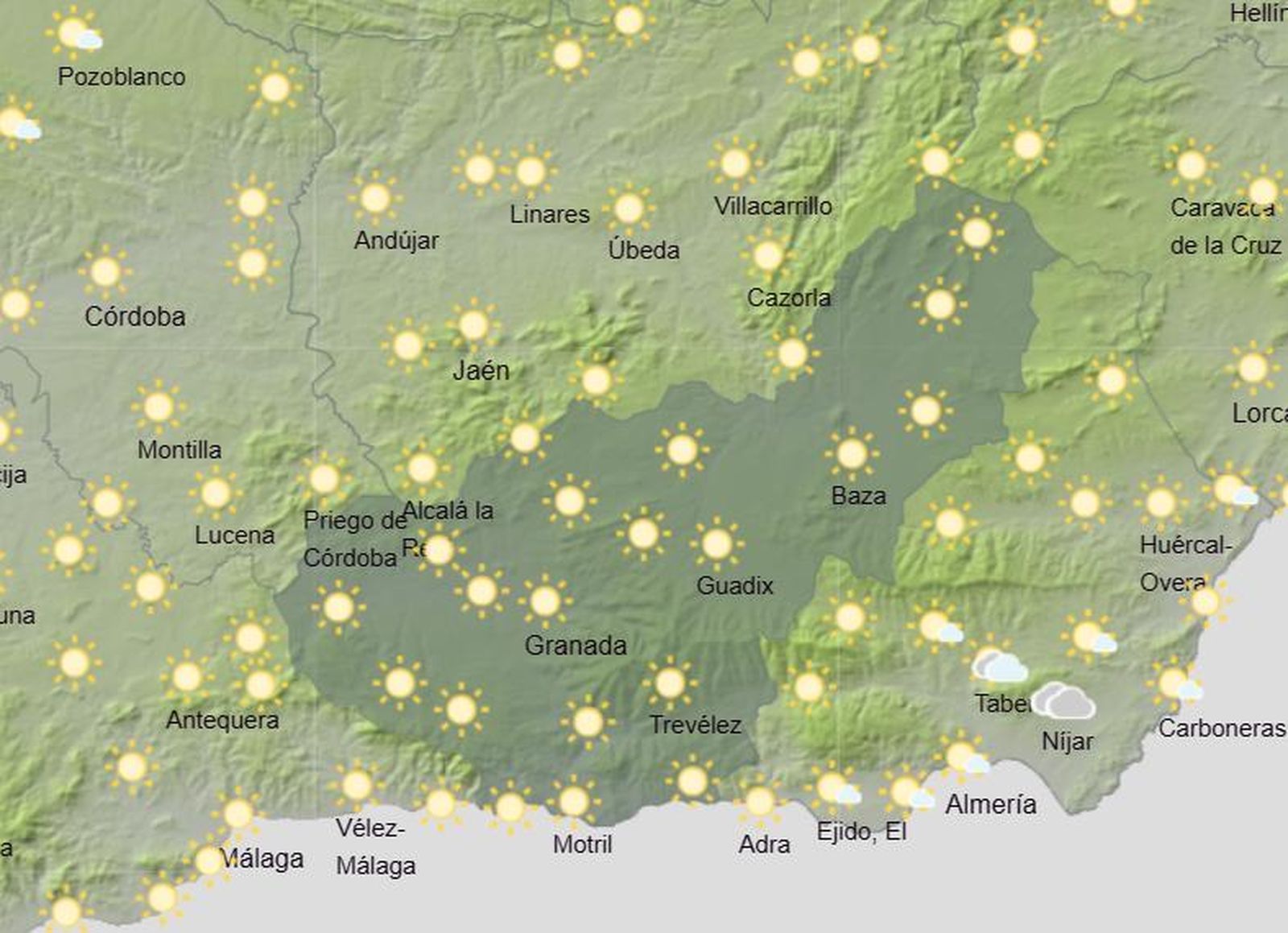 Vuelve a salir el sol en la provincia de Granada y suben las temperaturas