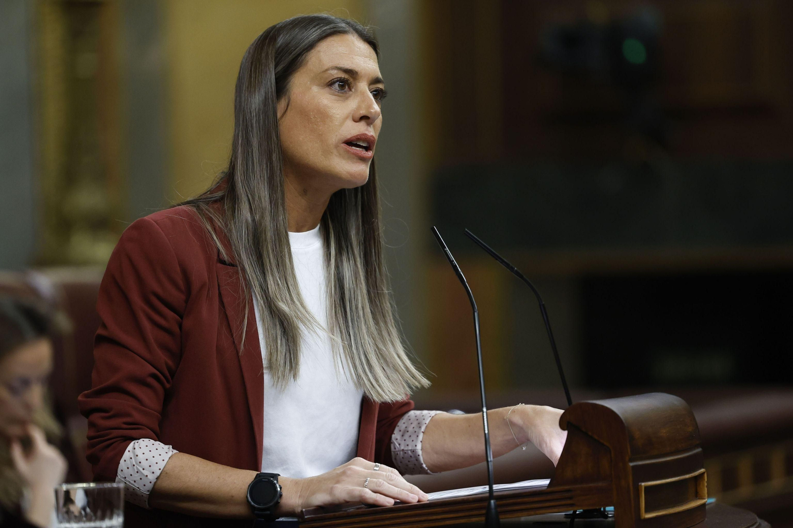 El portavoz de Junts, Miriam Nogueras , interviene en la sesión de Control al Ejecutivo que este miércoles celebra el Congreso