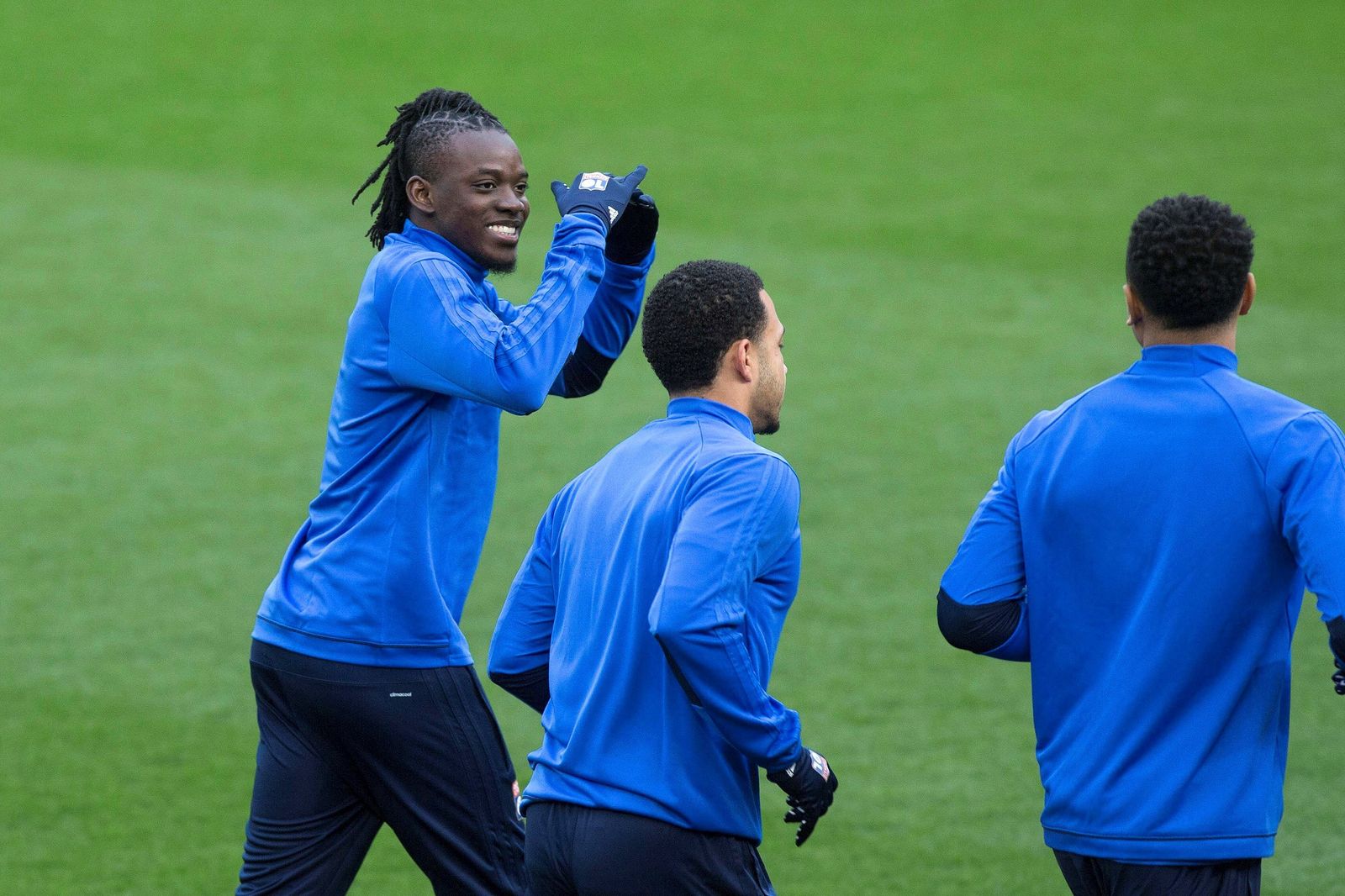 Bertrand Traoré, en un entrenamiento con el Lyon.