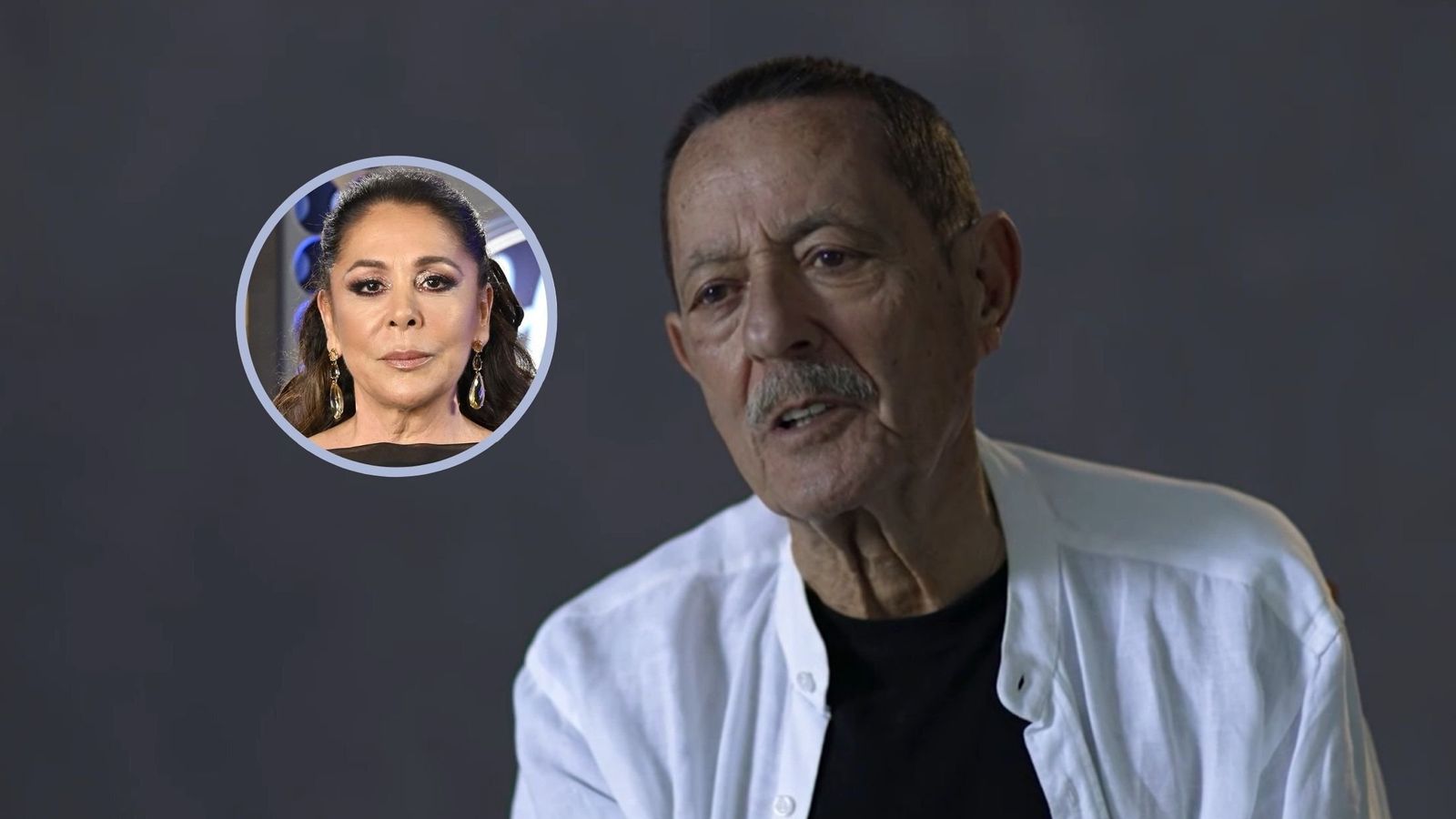 Julián Muñoz, durante su entrevista. En el círculo, Isabel Pantoja, sobre la que se centró la docuserie.