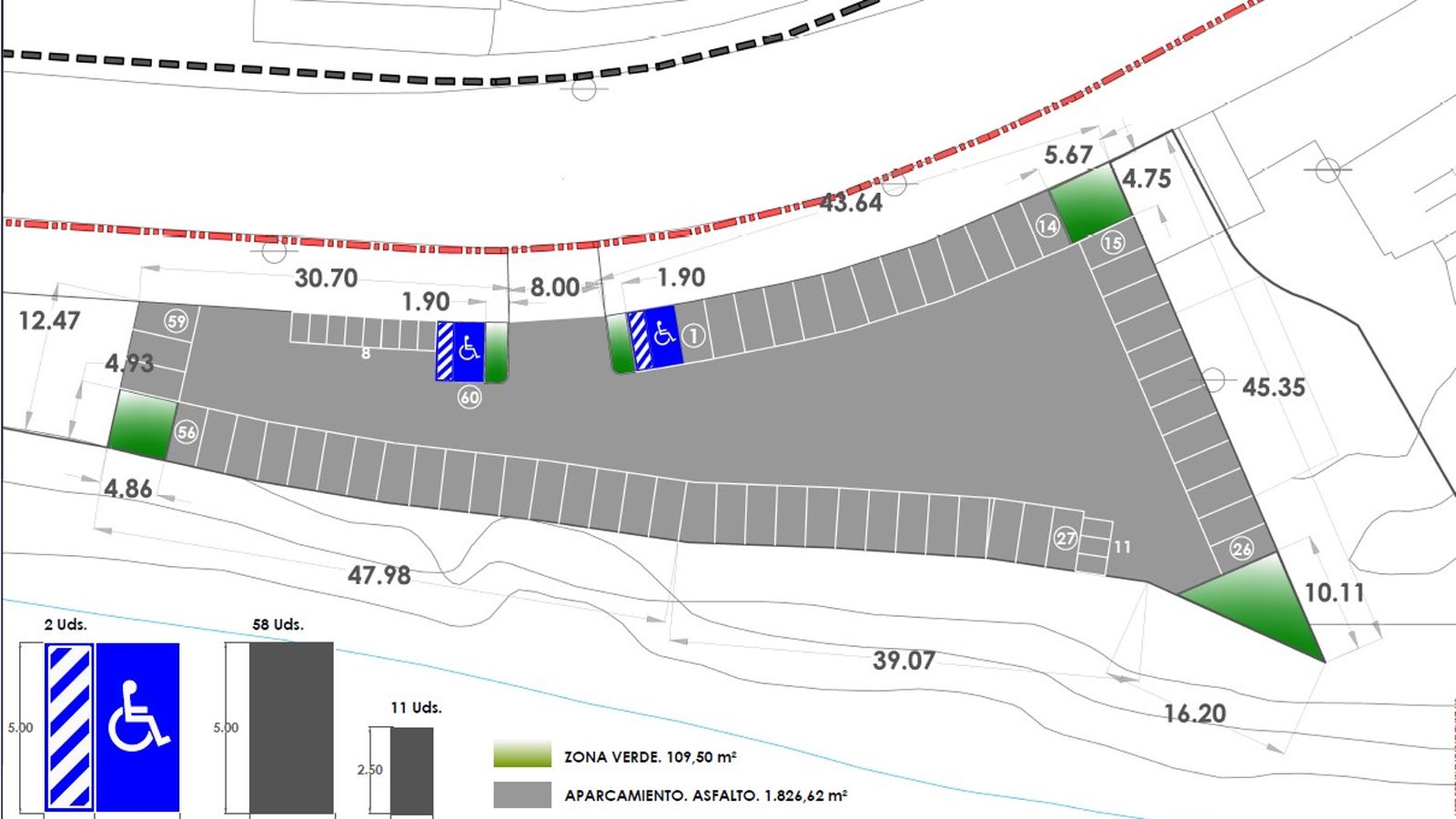 Plano con la distribución de plazas.