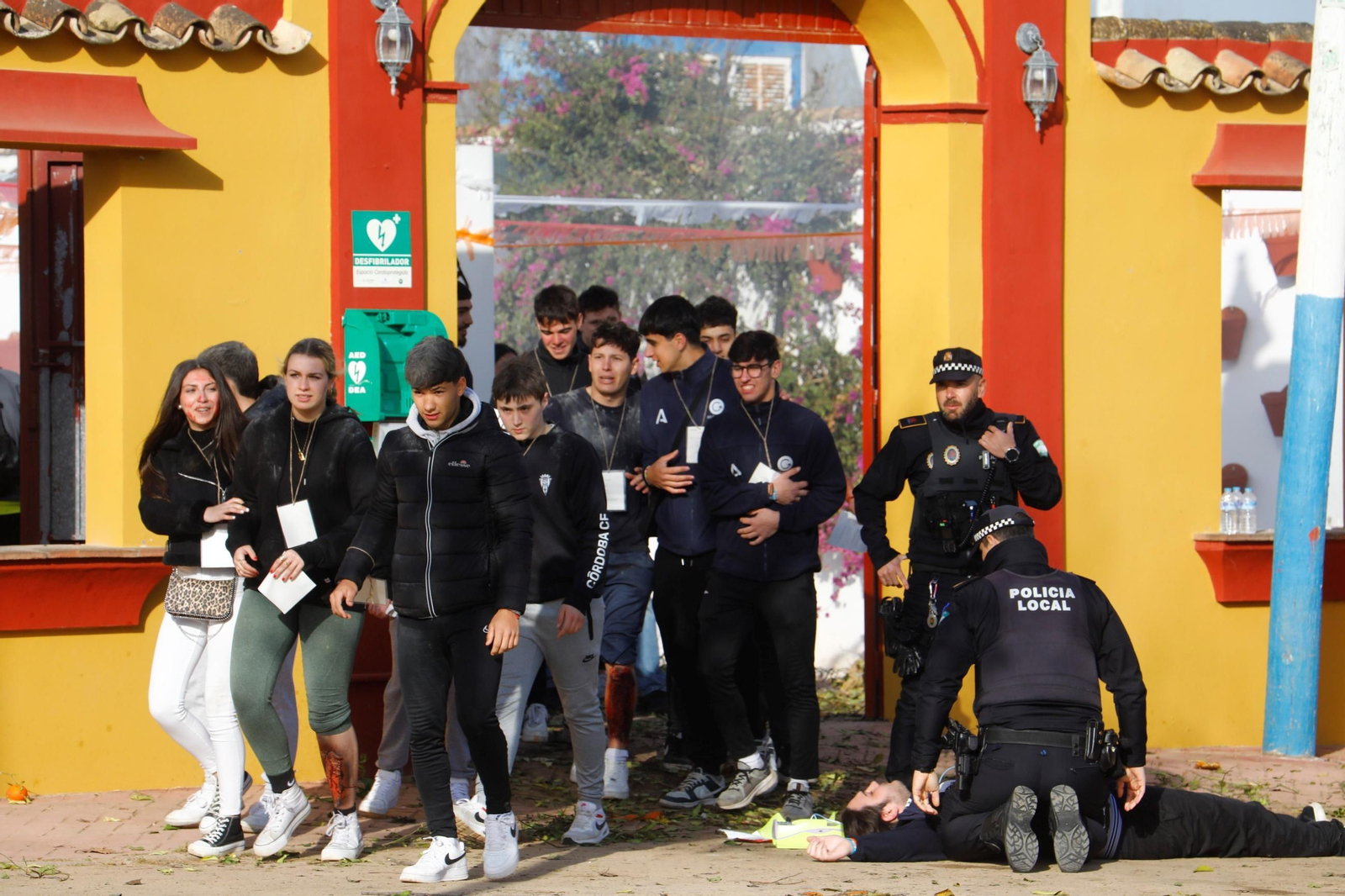 El simulacro de actuación ante una explosión en la Feria de Córdoba, en imágenes