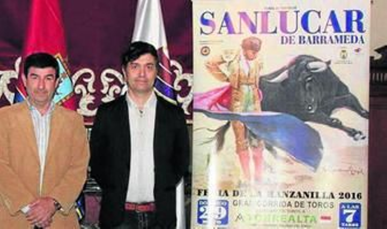 Carmelo García y Juan Oliveros, presentando el cartel del 29 de mayo.